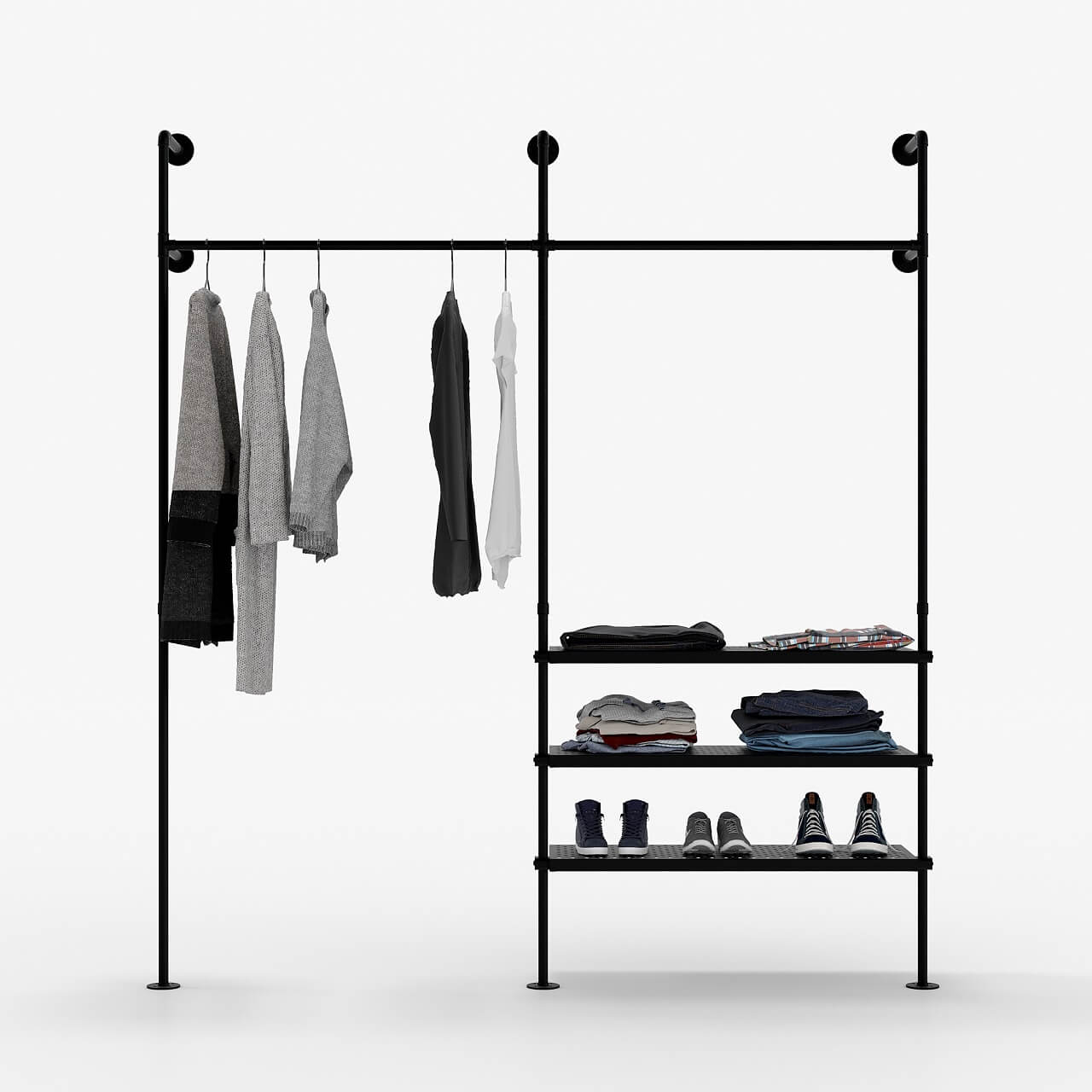 Open Closet Storage with Metal Shelf » Maximize Your Closet Space