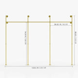 Dimensions gold clothes rail system 