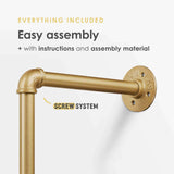Gold clothes rail system with easy assembly