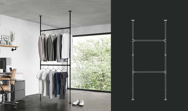 pamo freestanding Clothes Rail in Industrial loft Design - LAS II