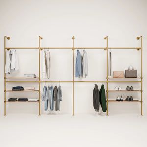 KIM DOUBLE 4 OAK –  6 shelves | Gold