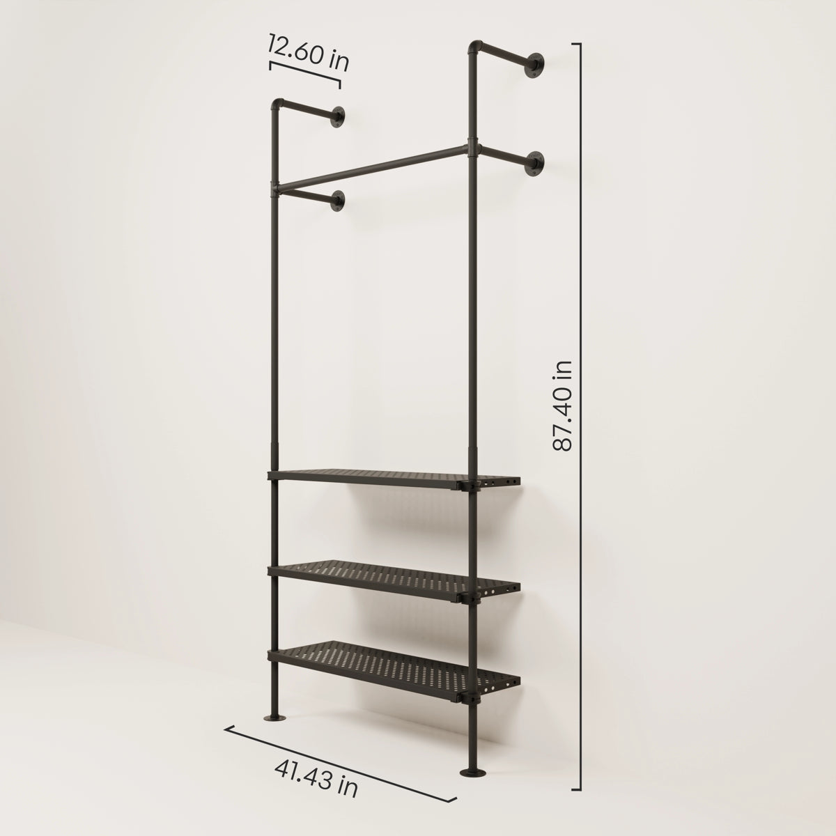 Dimension wardrobe rail and shelf