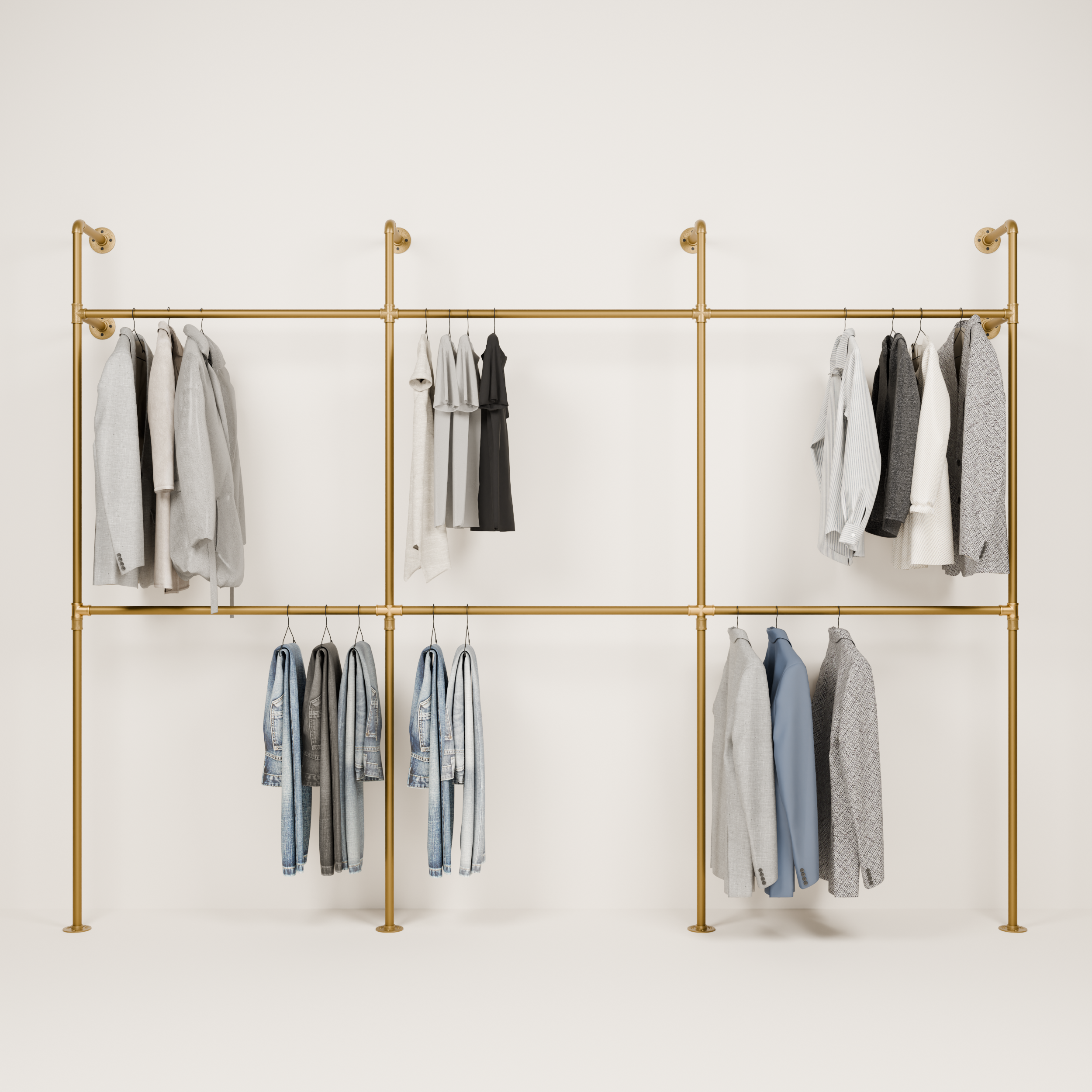 KIM DOUBLE 3 – Double gold clothes rail system