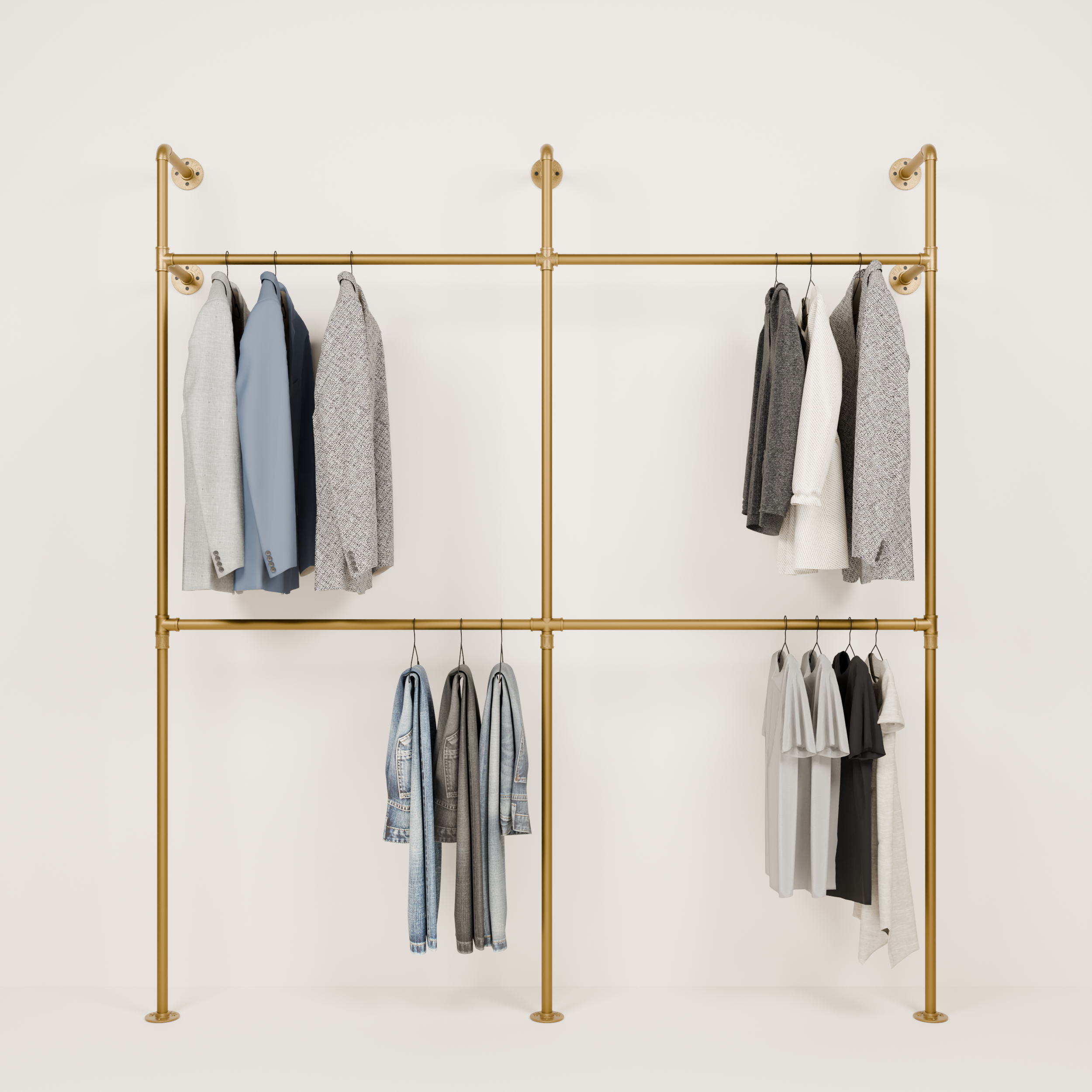 KIM DOUBLE 2 – Double gold clothes rail