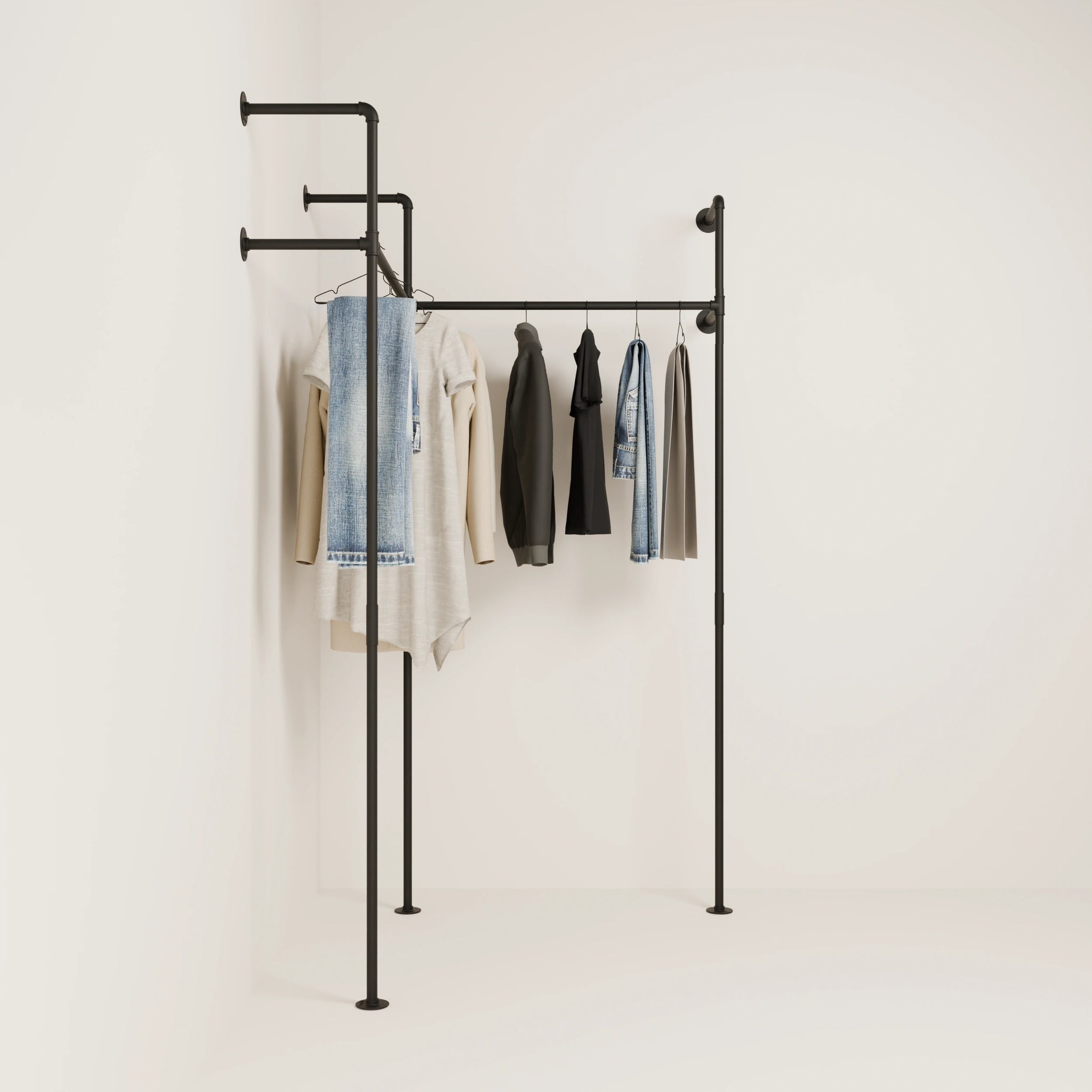 KIM EDGE 2 – Wall mounted corner clothes rail