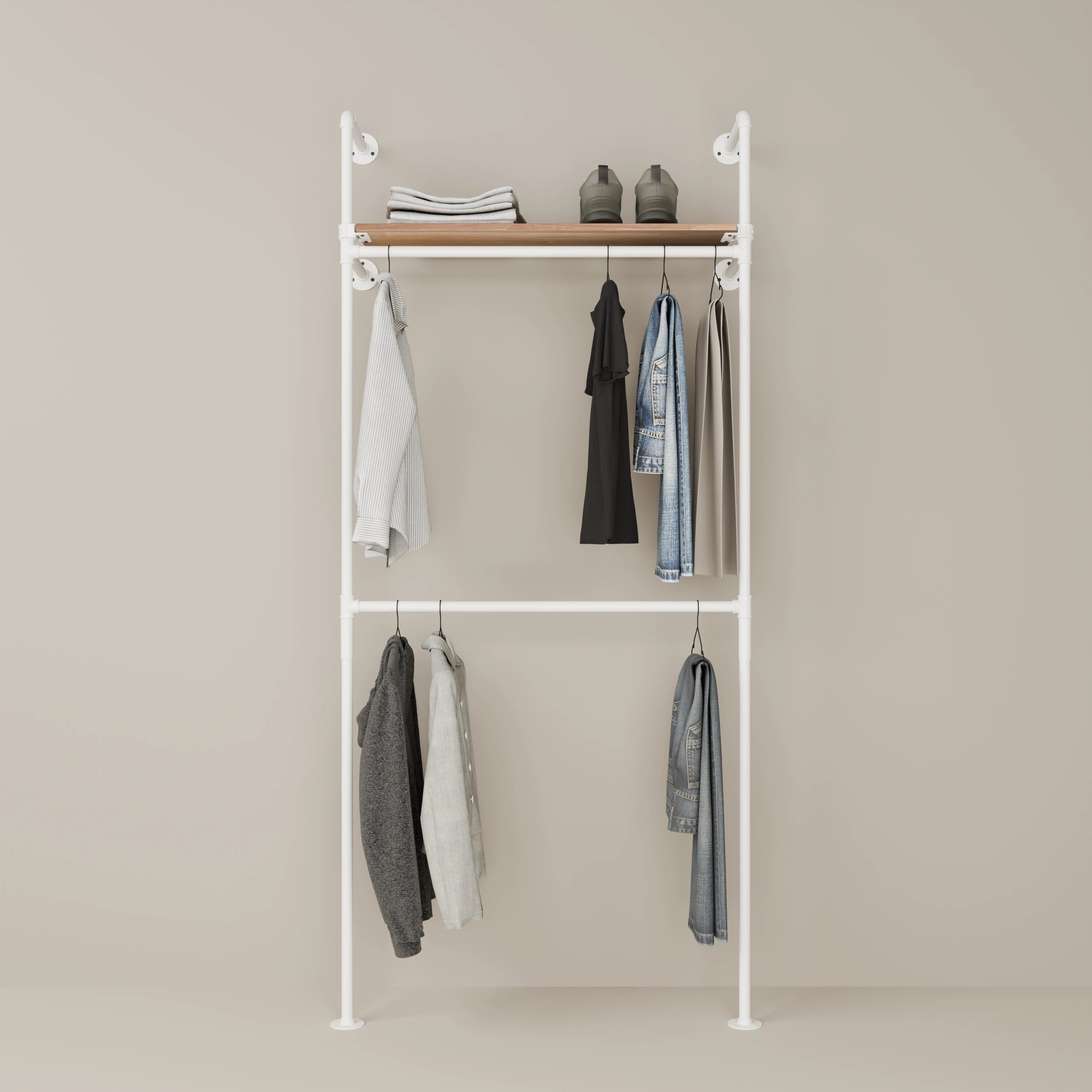 KIM DOUBLE  1 OAK – 1 top shelf | White