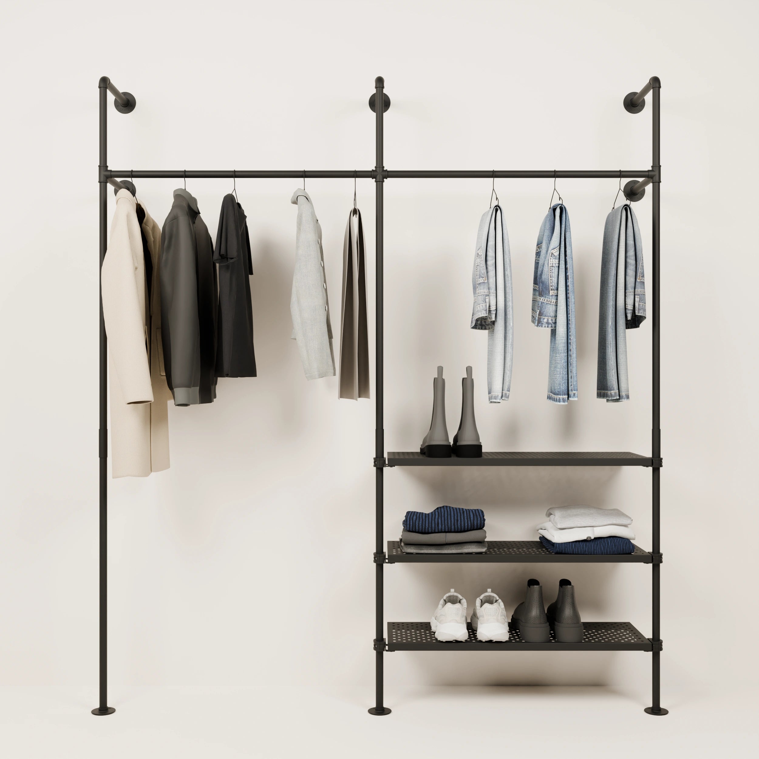 Open closet storage metal shelf