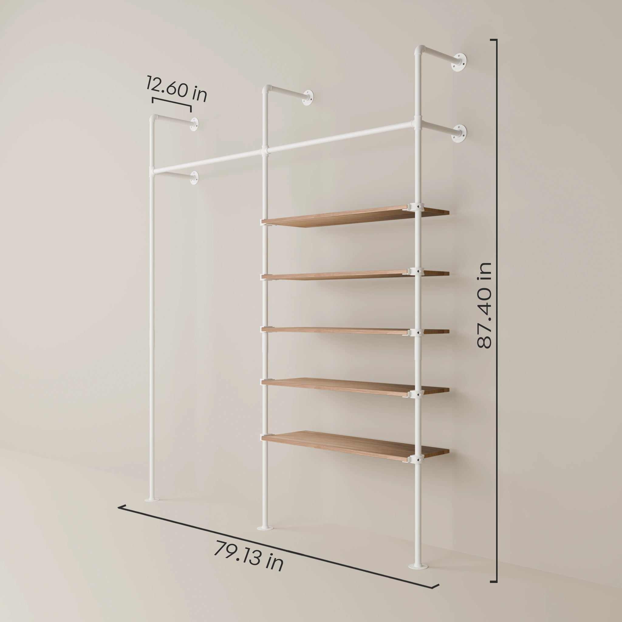 KIM 2 OAK – 5 shelves | White