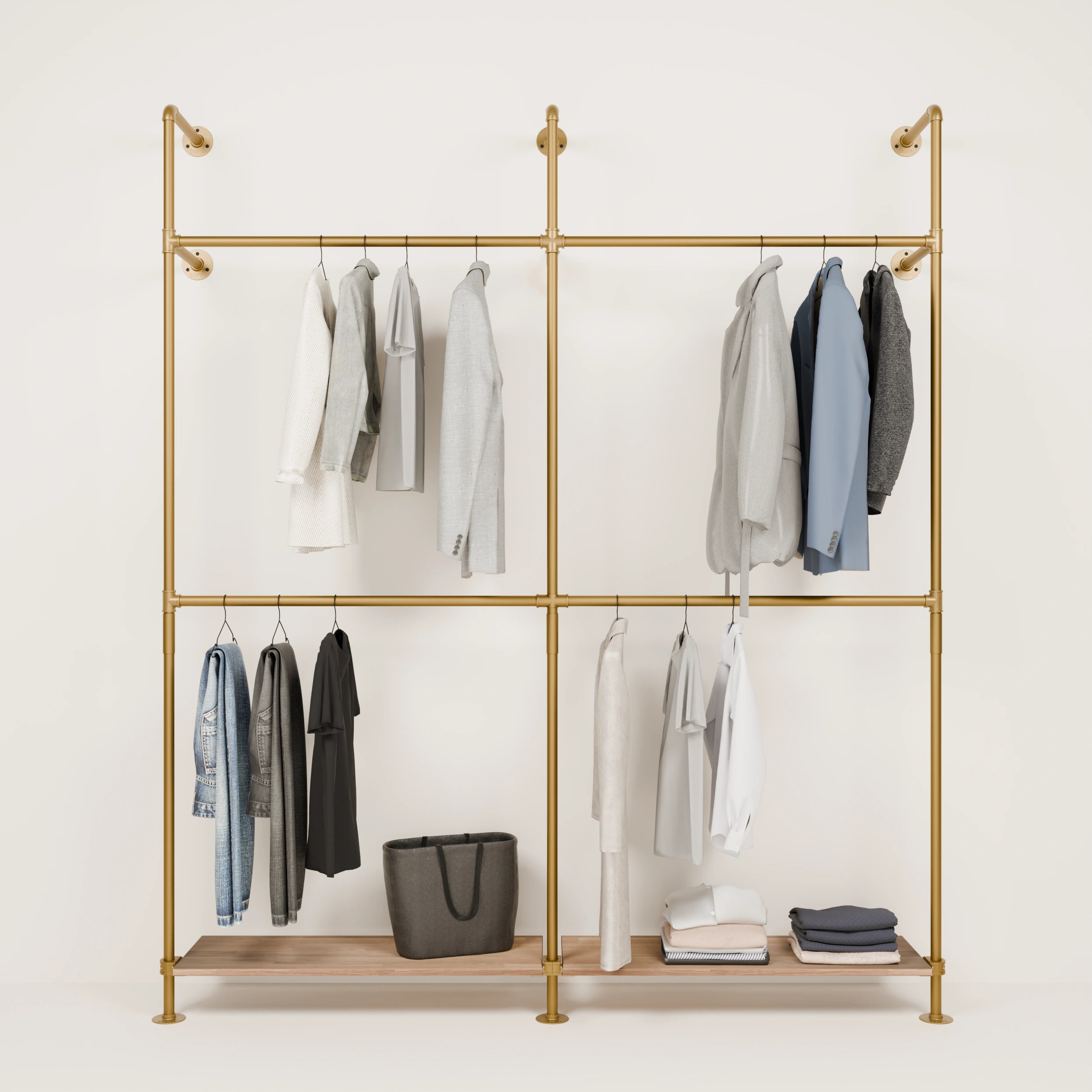 KIM DOUBLE 2 OAK – 2 bottom shelves | Gold