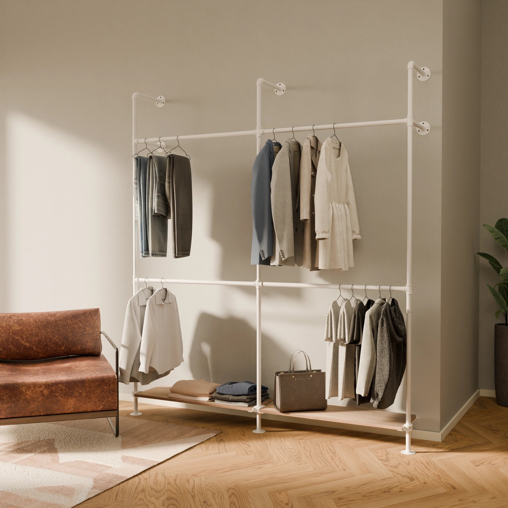 KIM DOUBLE 2 OAK – 2 shelves | White