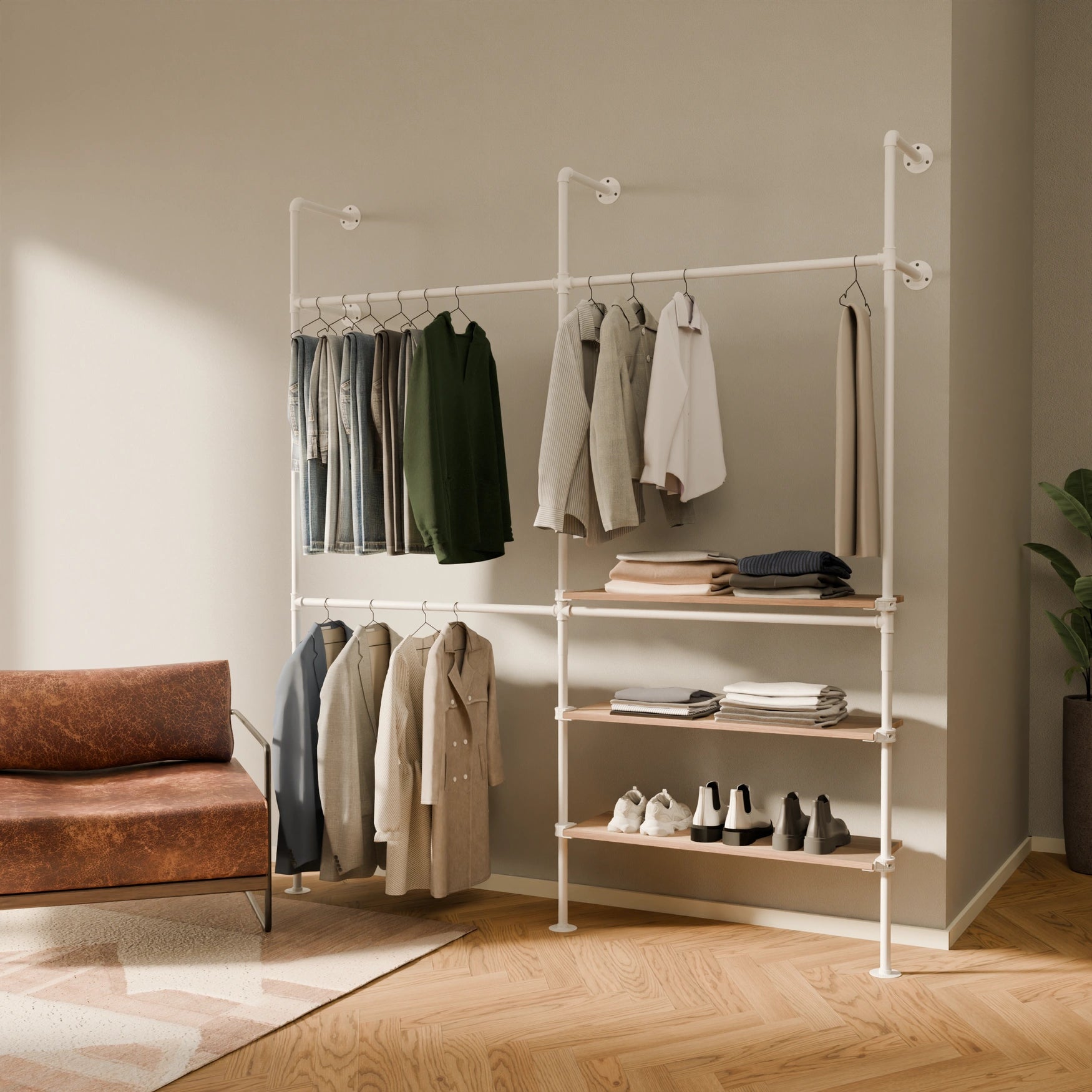 KIM DOUBLE 2 OAK – 3 shelves | White