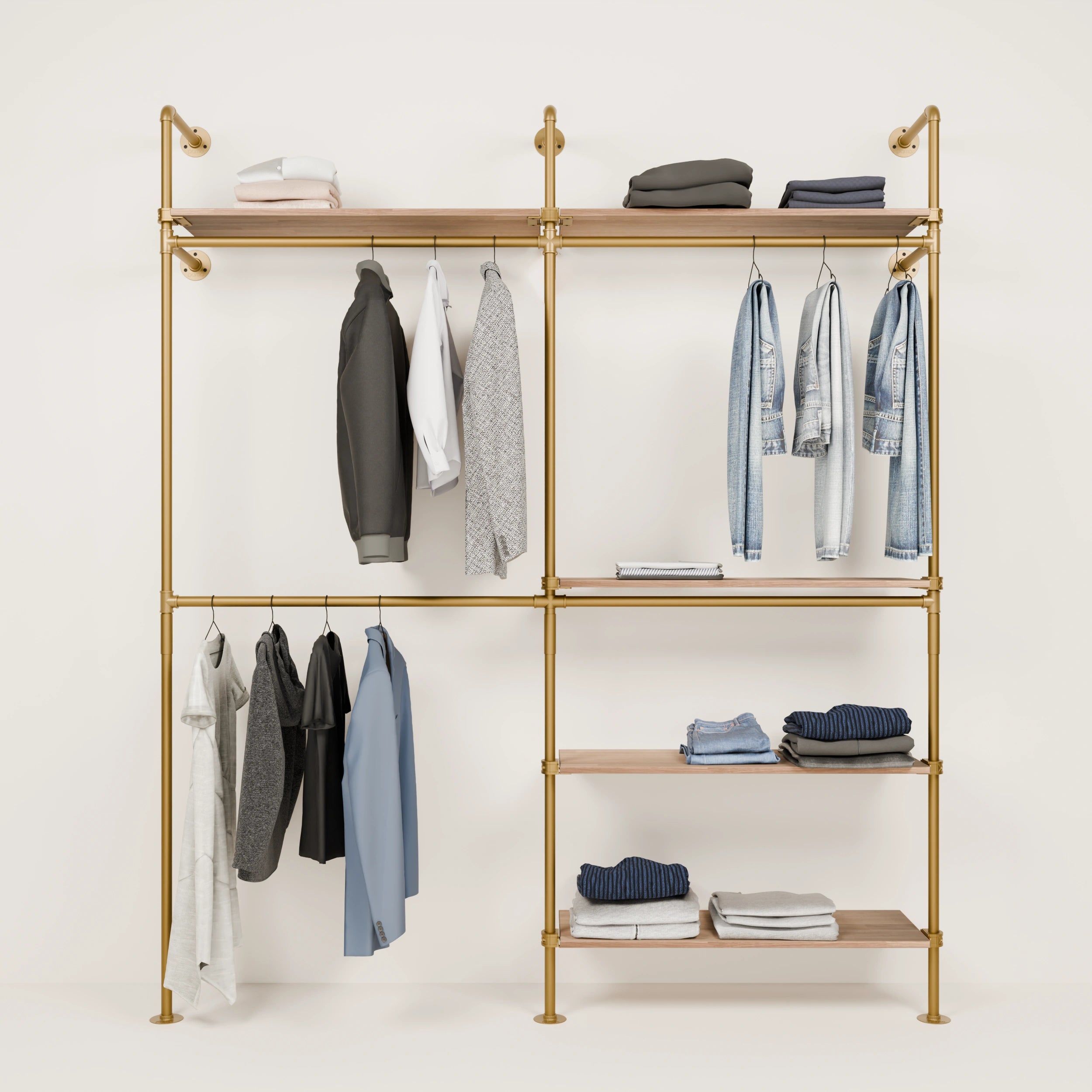KIM DOUBLE 2 OAK – 5 shelves | Gold