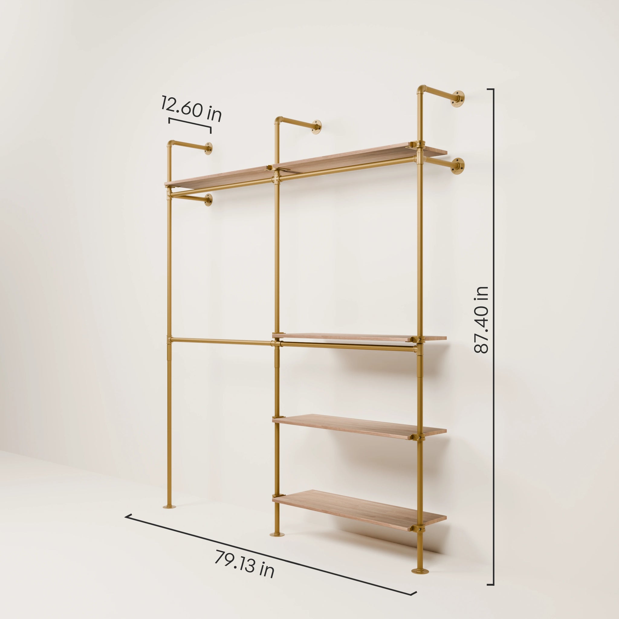 KIM DOUBLE 2 OAK – 5 shelves | Gold
