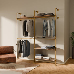 KIM DOUBLE 2 OAK – 5 shelves | Gold
