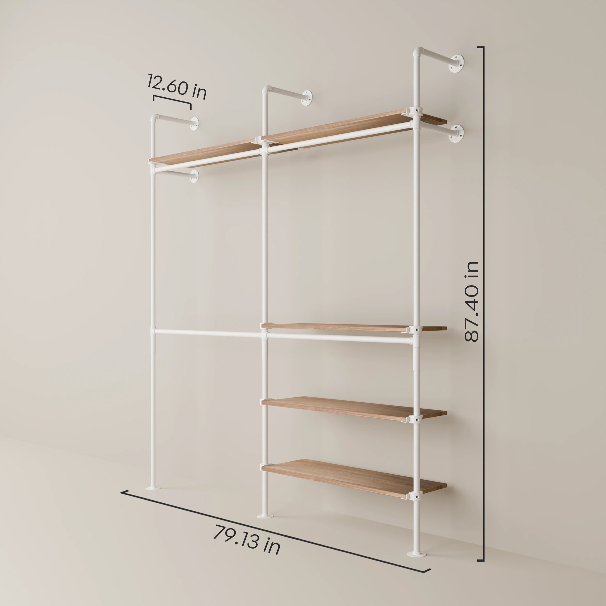 KIM DOUBLE 2 OAK – 5 shelves | White