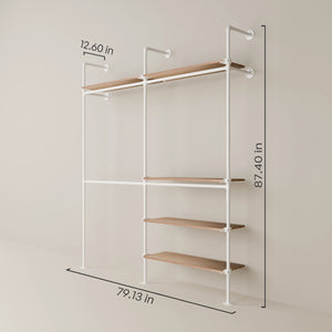 KIM DOUBLE 2 OAK – 5 shelves | White