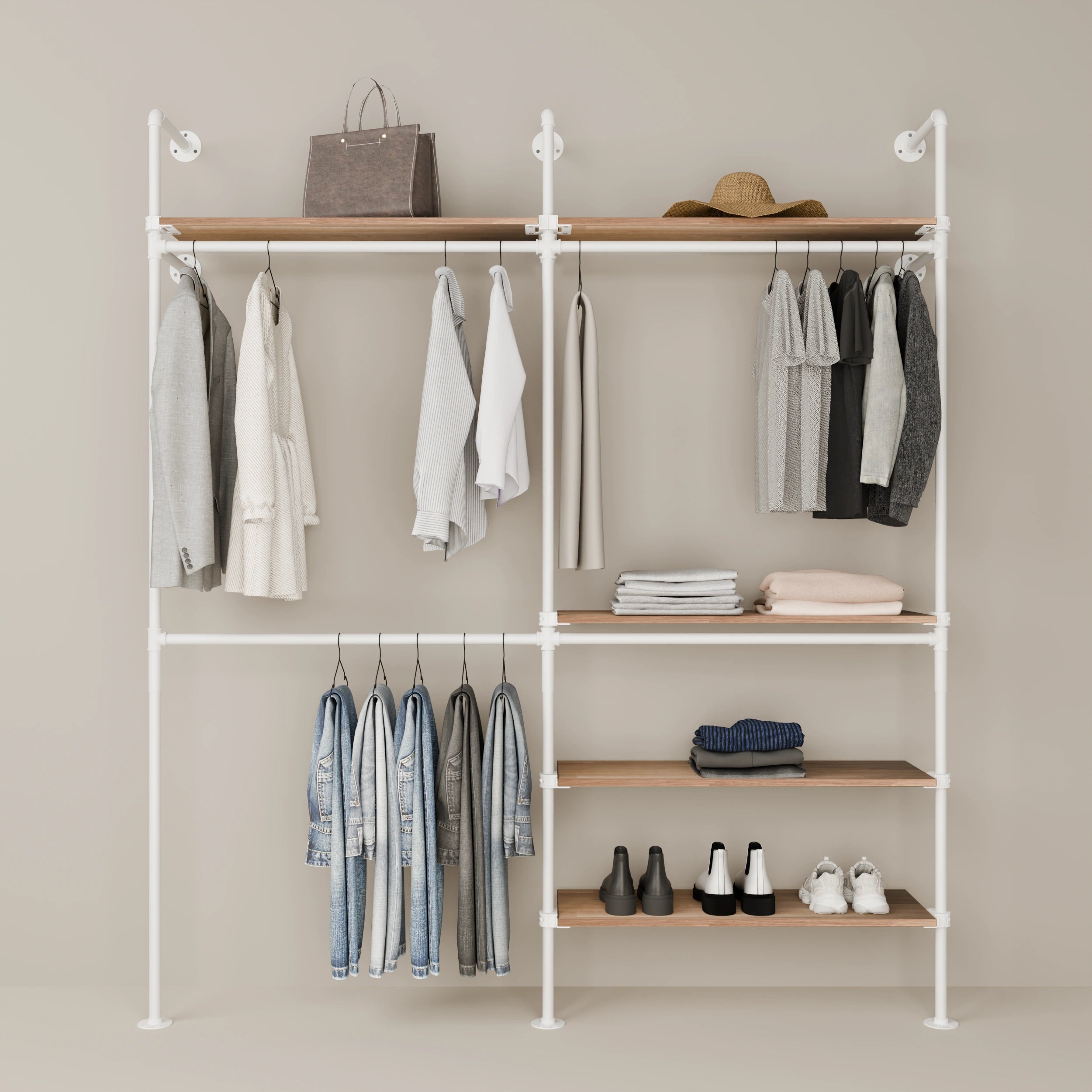 KIM DOUBLE 2 OAK – 5 shelves | White