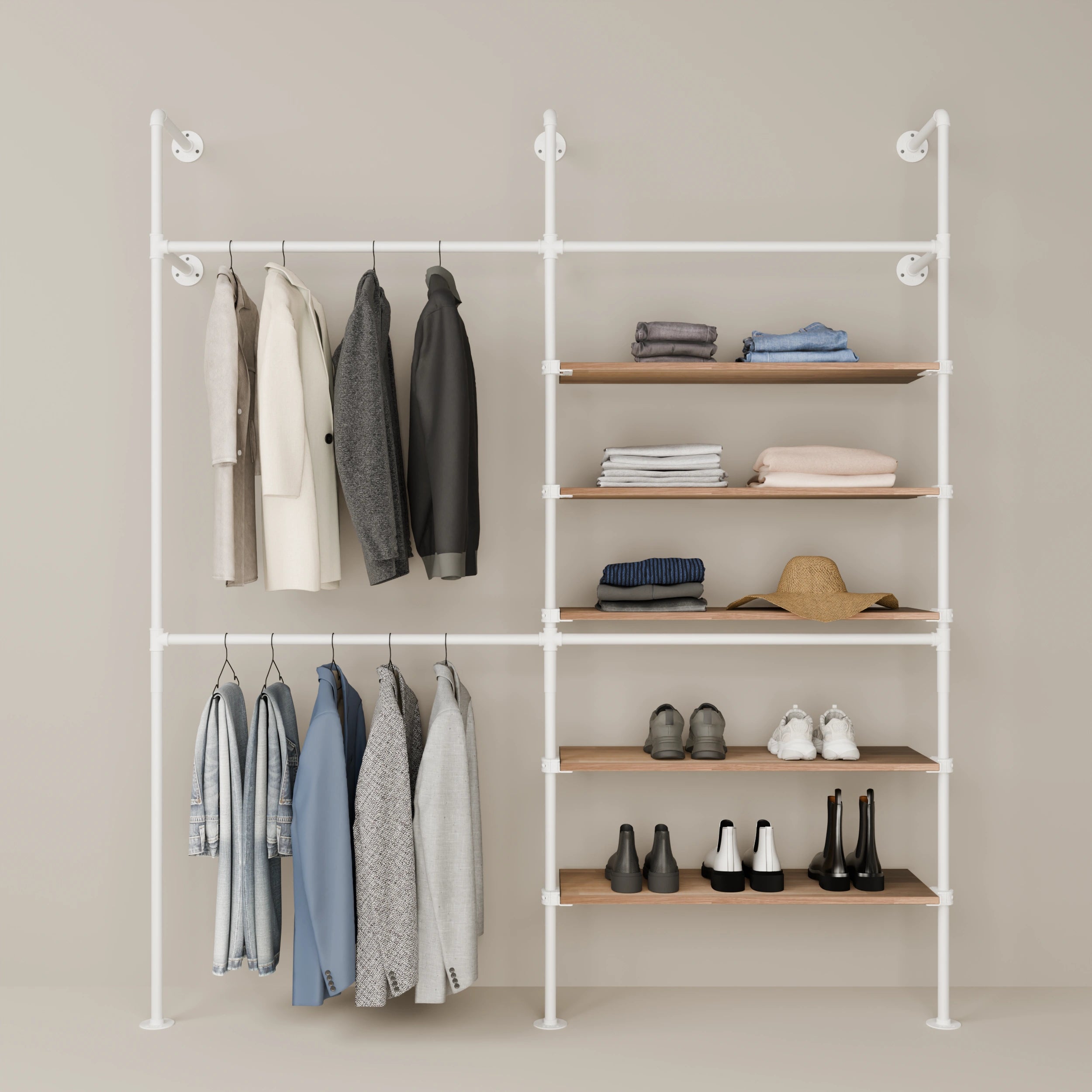 KIM DOUBLE 2 OAK – 5 shelves on the right | White