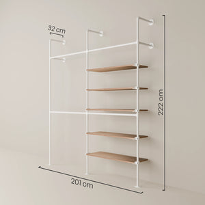 KIM DOUBLE 2 OAK – 5 shelves on the right | White