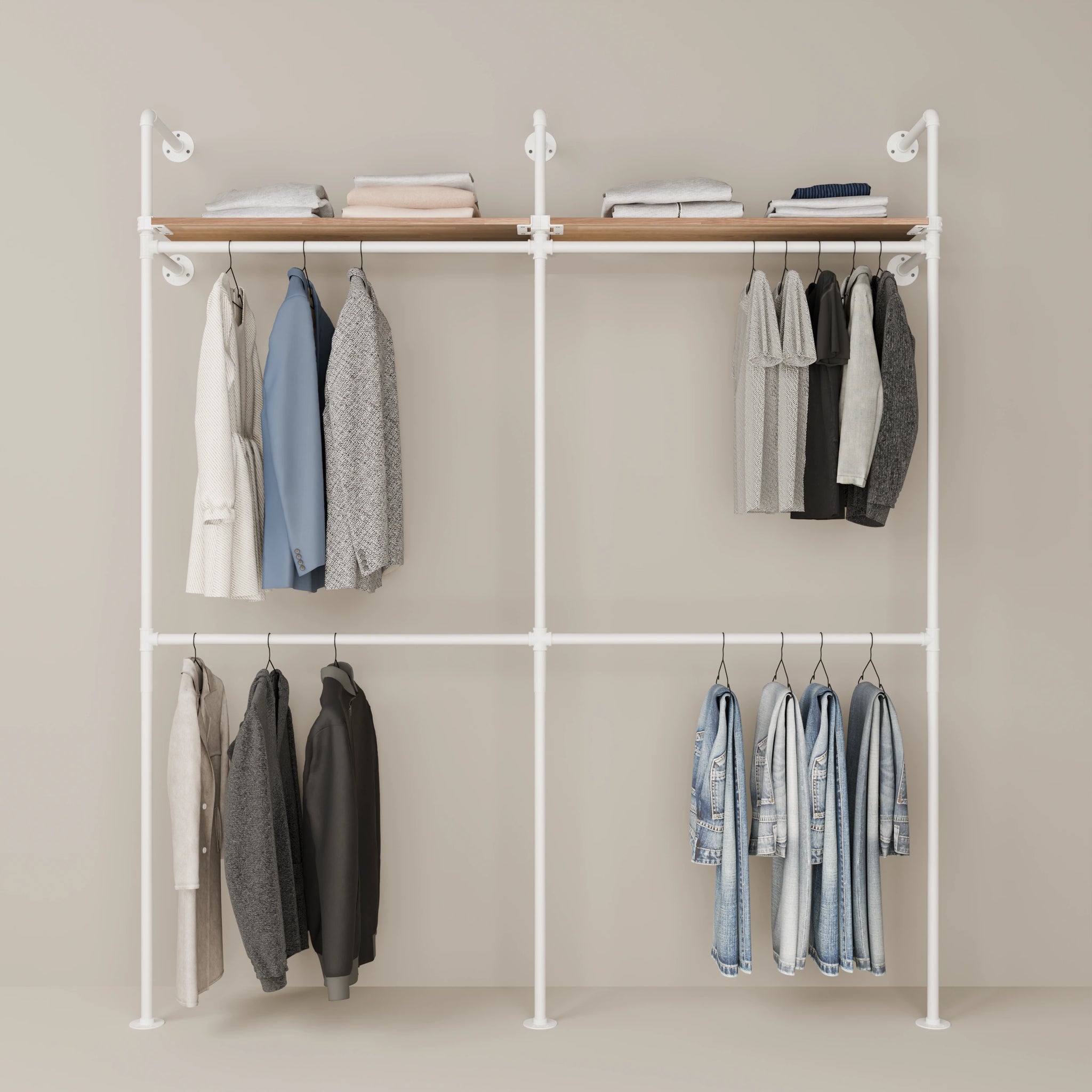 KIM DOUBLE 2 OAK – 2 top shelves | White