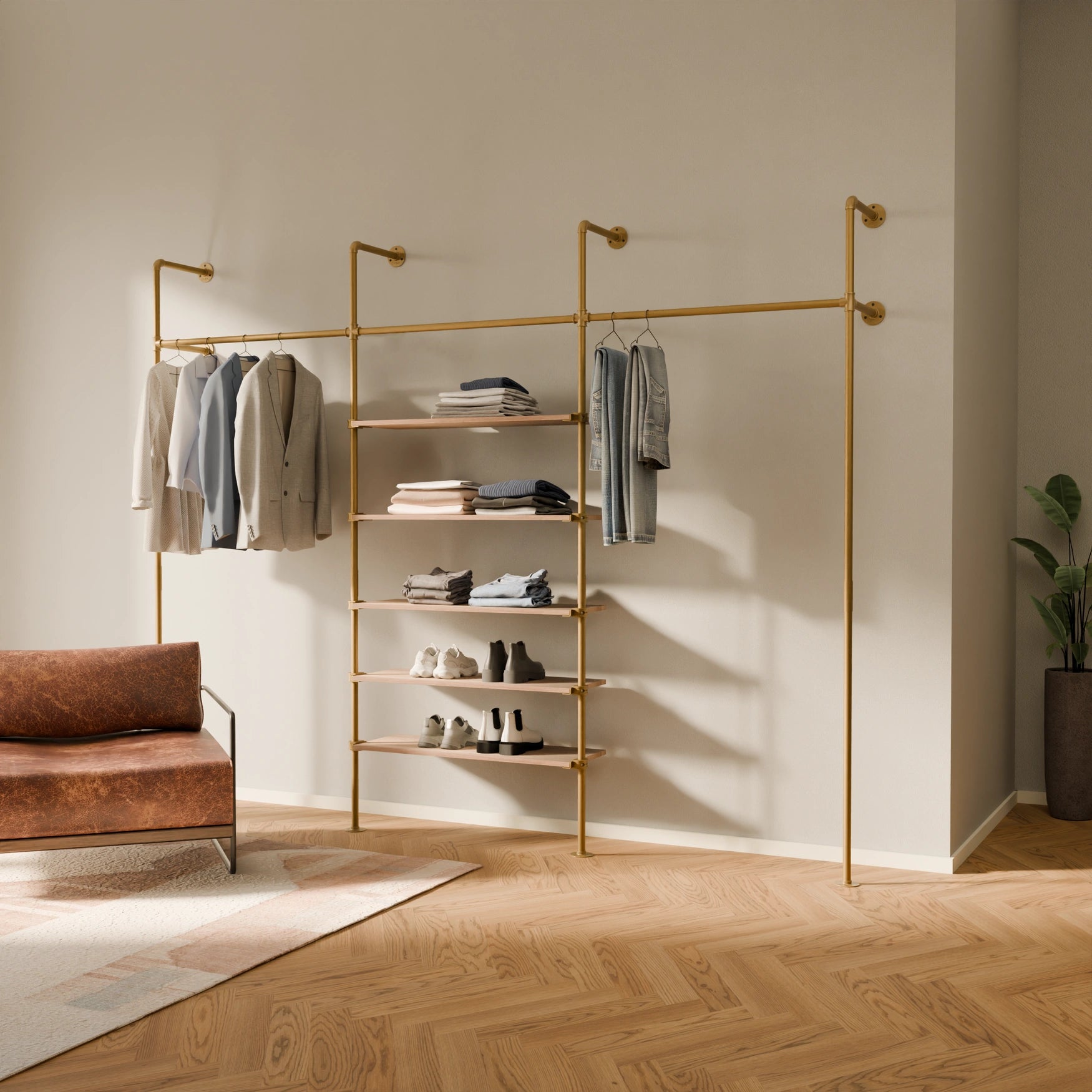 KIM 3 OAK – 5 shelves | Gold