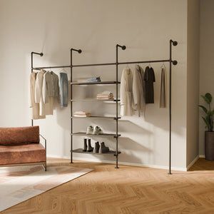 Metal wall shelf with clothes rail by pamo. design