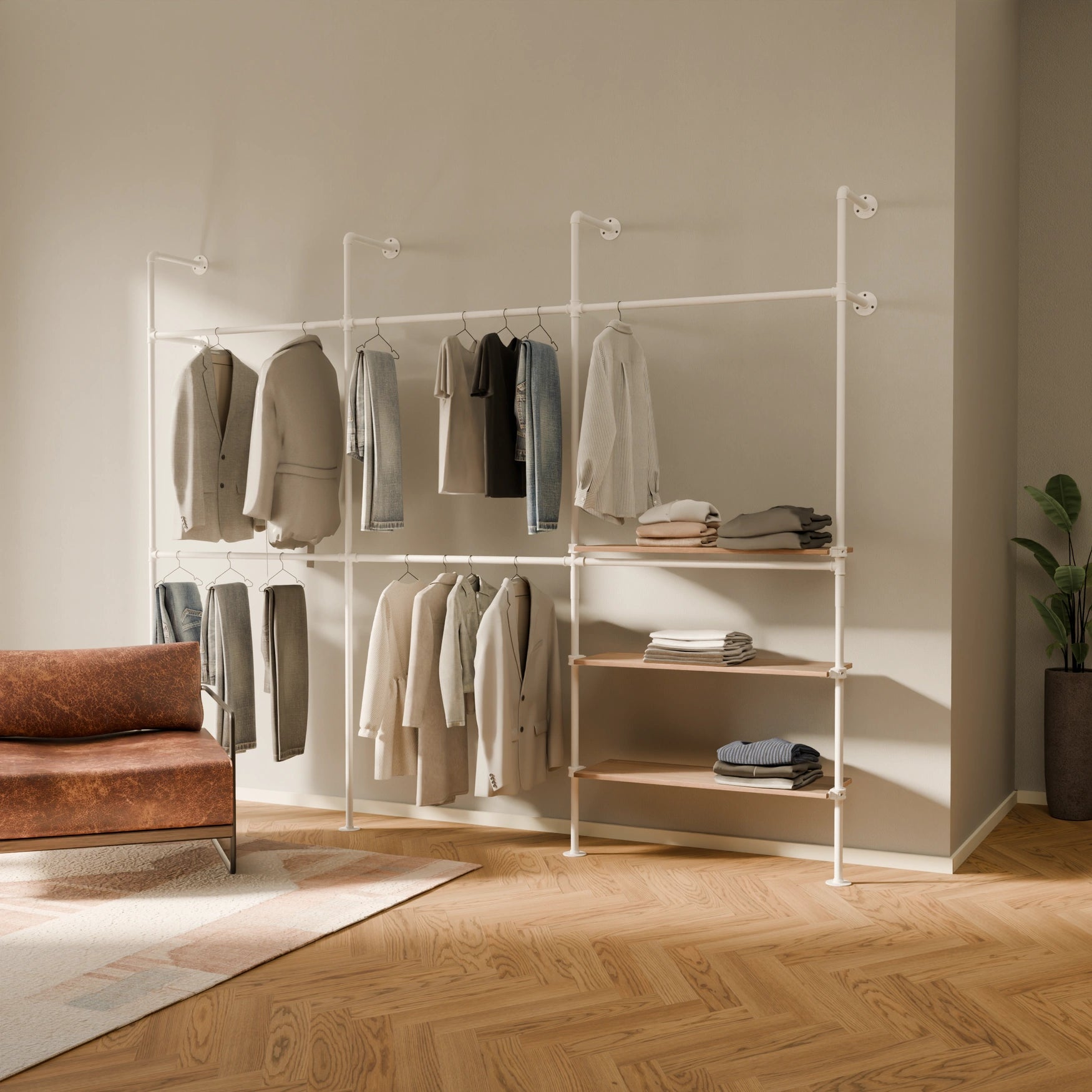 KIM DOUBLE 3 OAK – 3 shelves on the right | White
