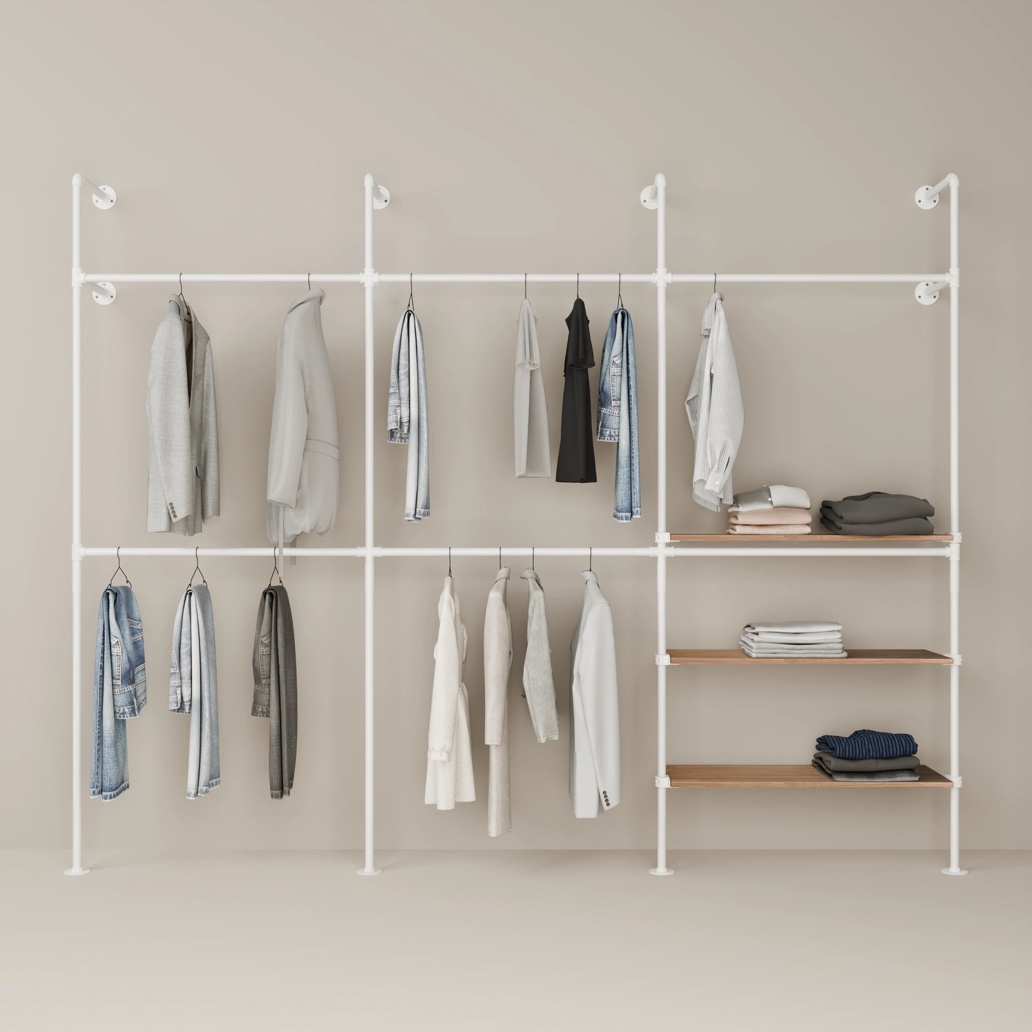 KIM DOUBLE 3 OAK – 3 shelves on the right | White