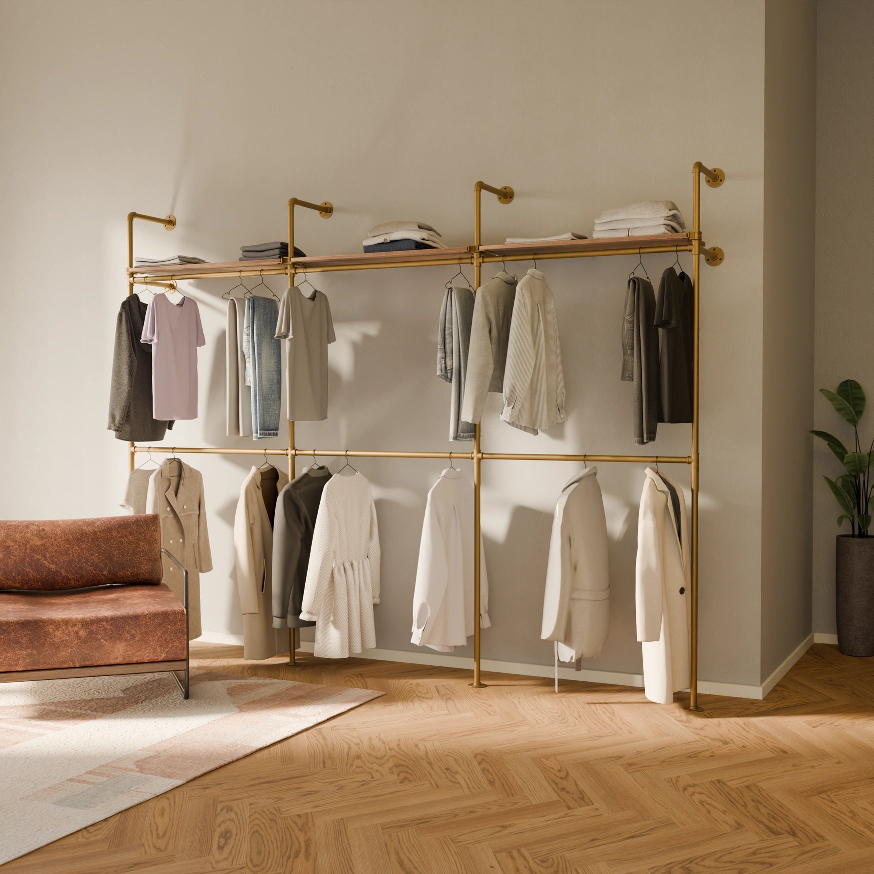 KIM DOUBLE 3 OAK – 3 top shelves | Gold