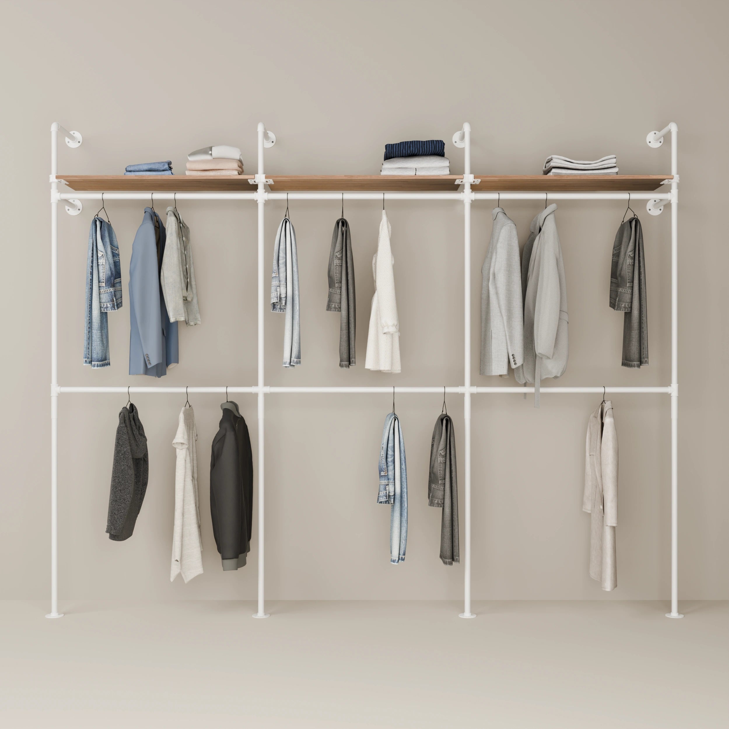 KIM DOUBLE 3 OAK – 3 top shelves | White