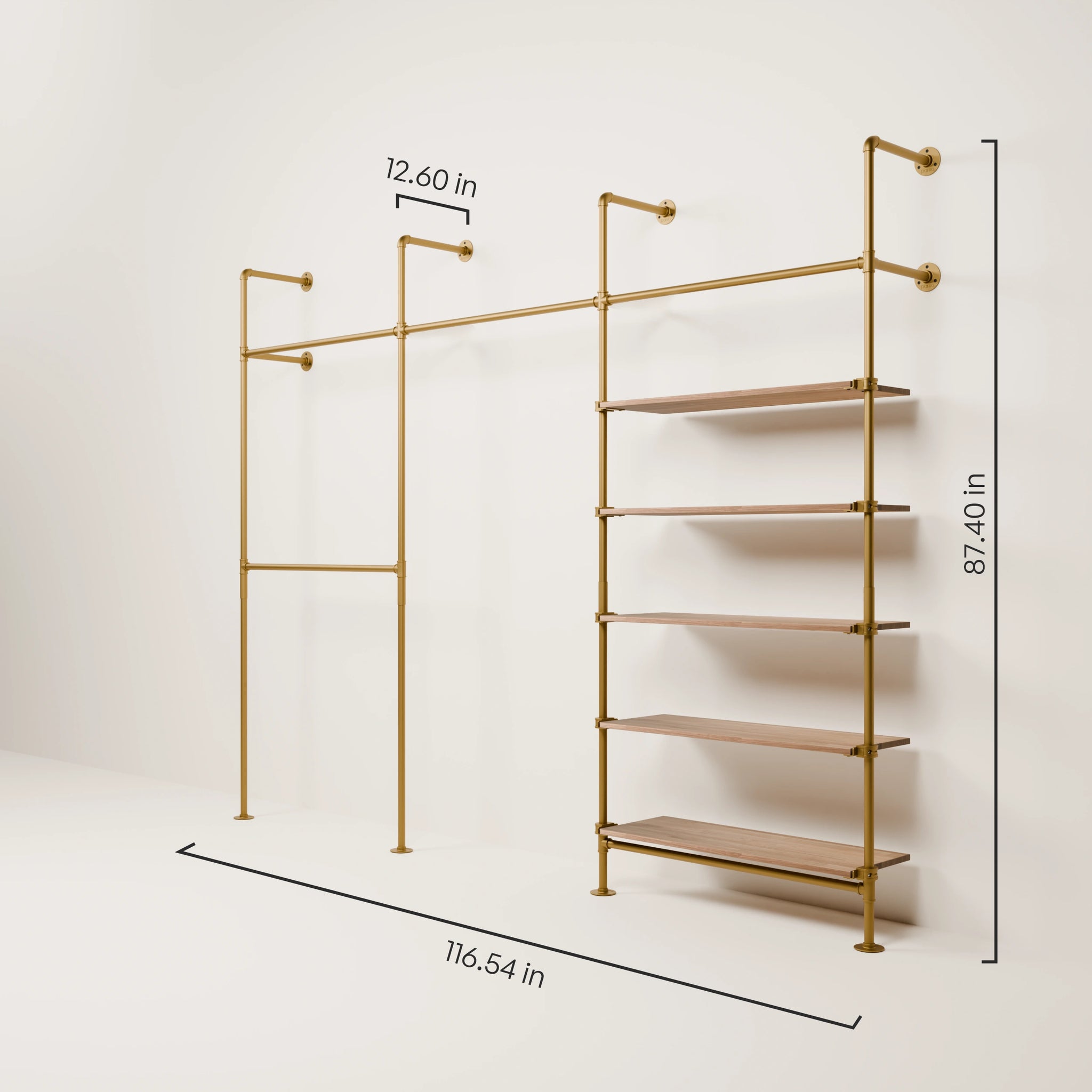 KIM DOUBLE 3 OAK – 5 shelves | Gold