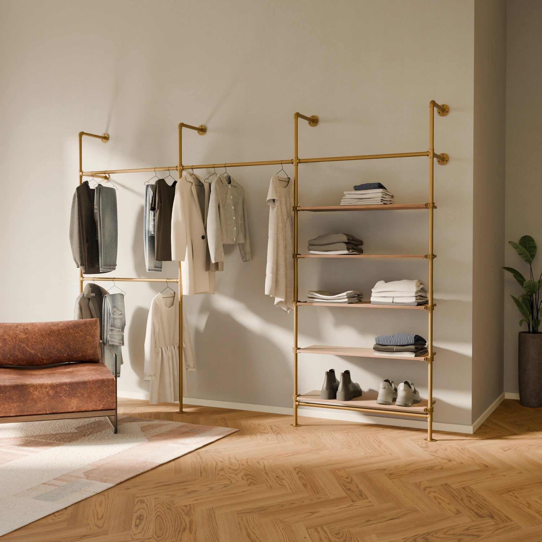 KIM DOUBLE 3 OAK – 5 shelves | Gold