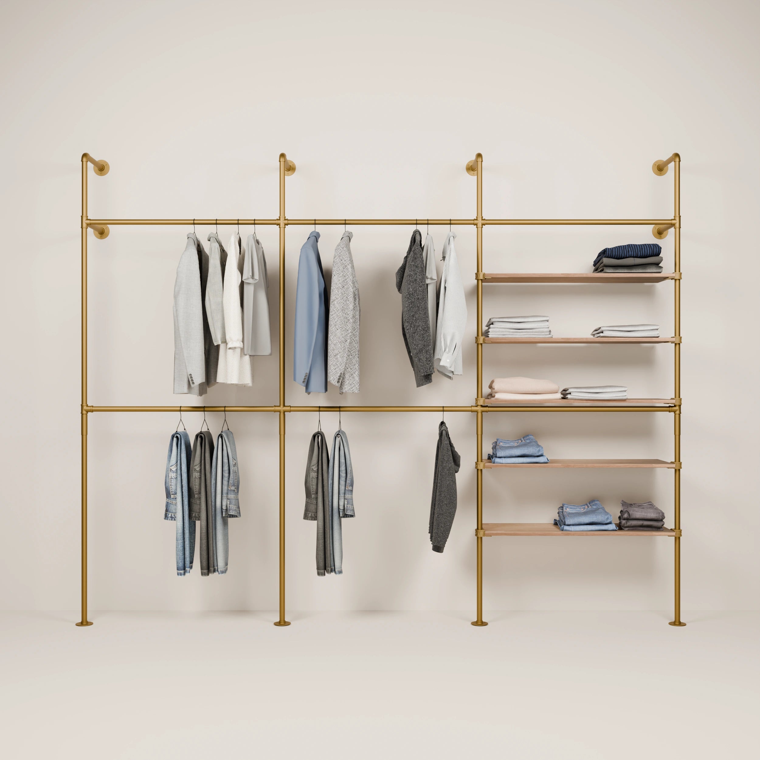 KIM DOUBLE 3 OAK – 5 shelves | Gold