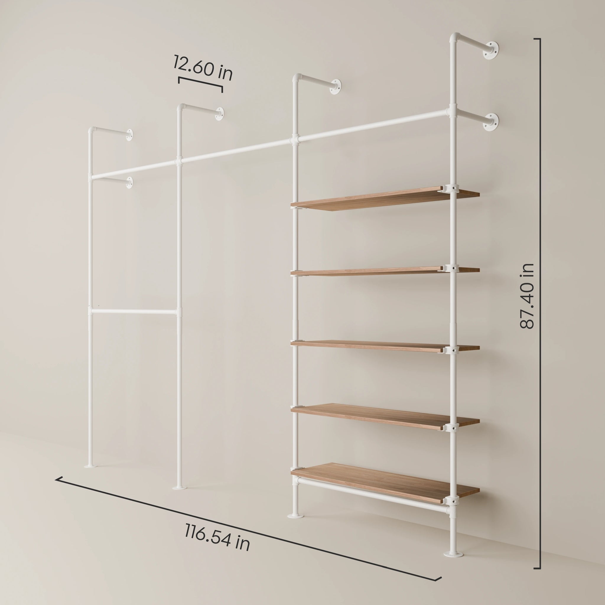 KIM DOUBLE 3 OAK – 5 shelves | White