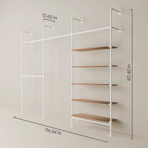 KIM DOUBLE 3 OAK – 5 shelves | White
