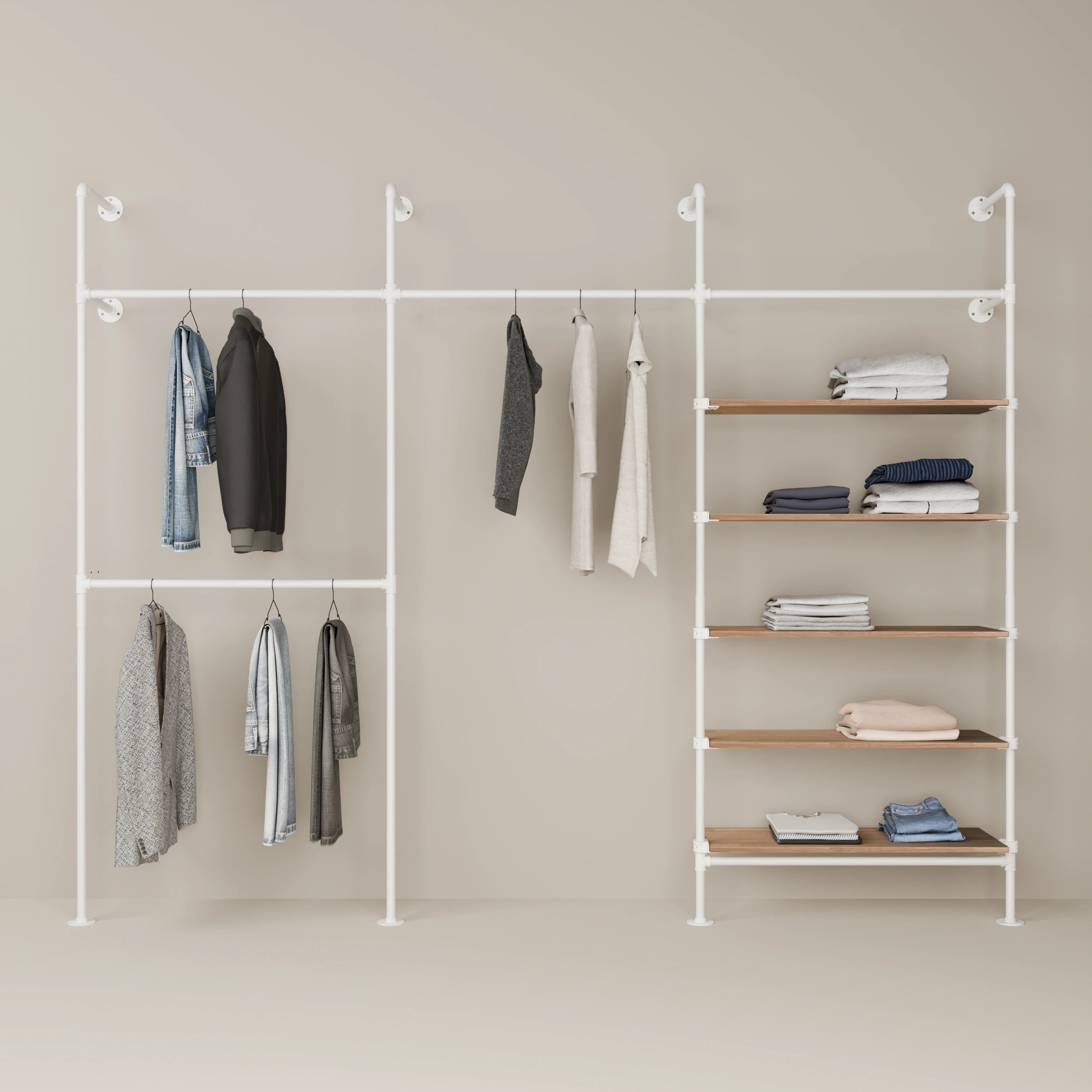 KIM DOUBLE 3 OAK – 5 shelves | White