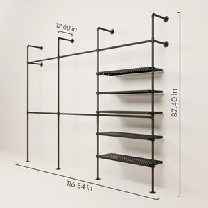 KIM DOUBLE 3 METAL – 5 shelves | Industrial clothing rack | industrial clothes rack with metal shelves