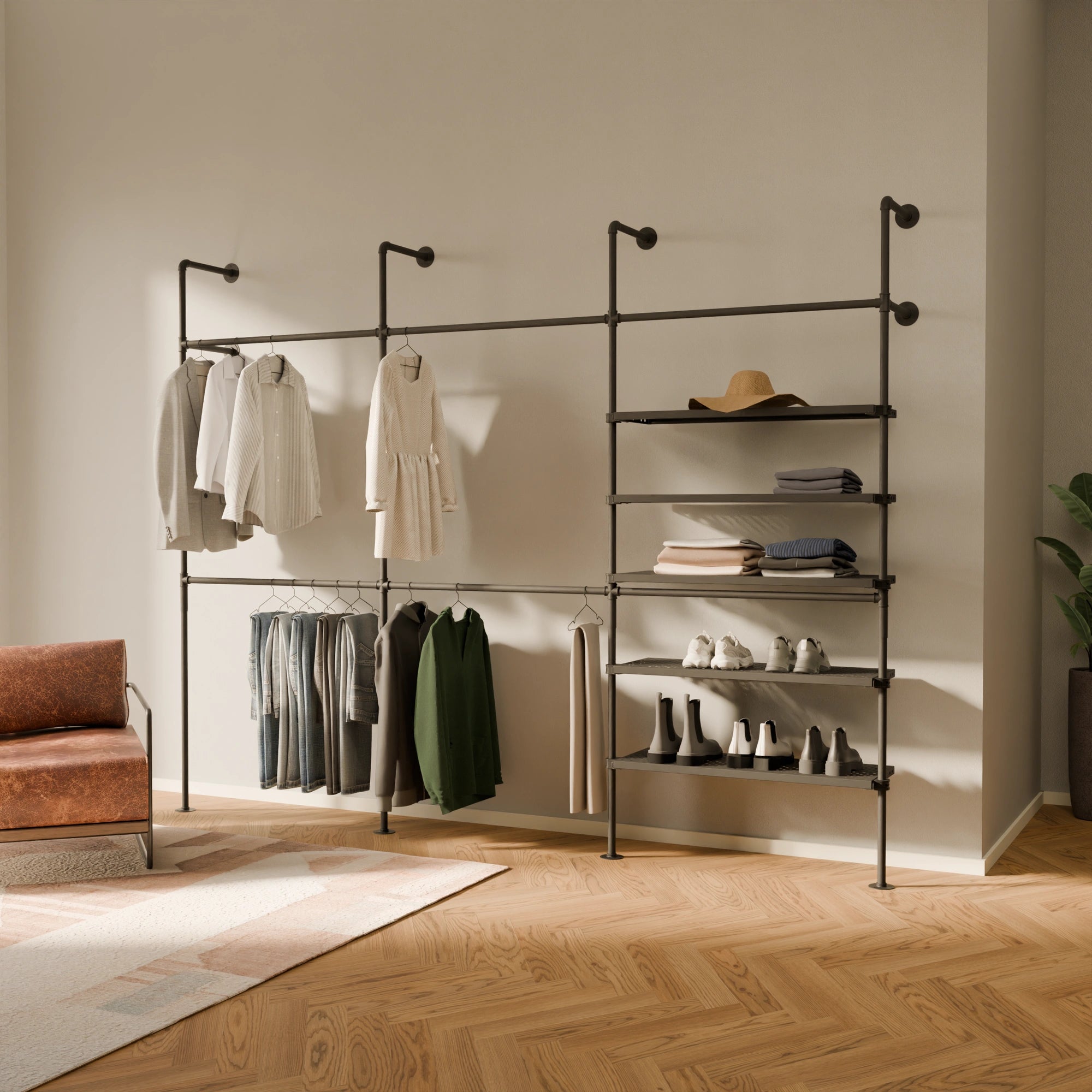 KIM DOUBLE 3 METAL – 5 shelves | Industrial clothing rack | industrial clothes rack with metal shelves