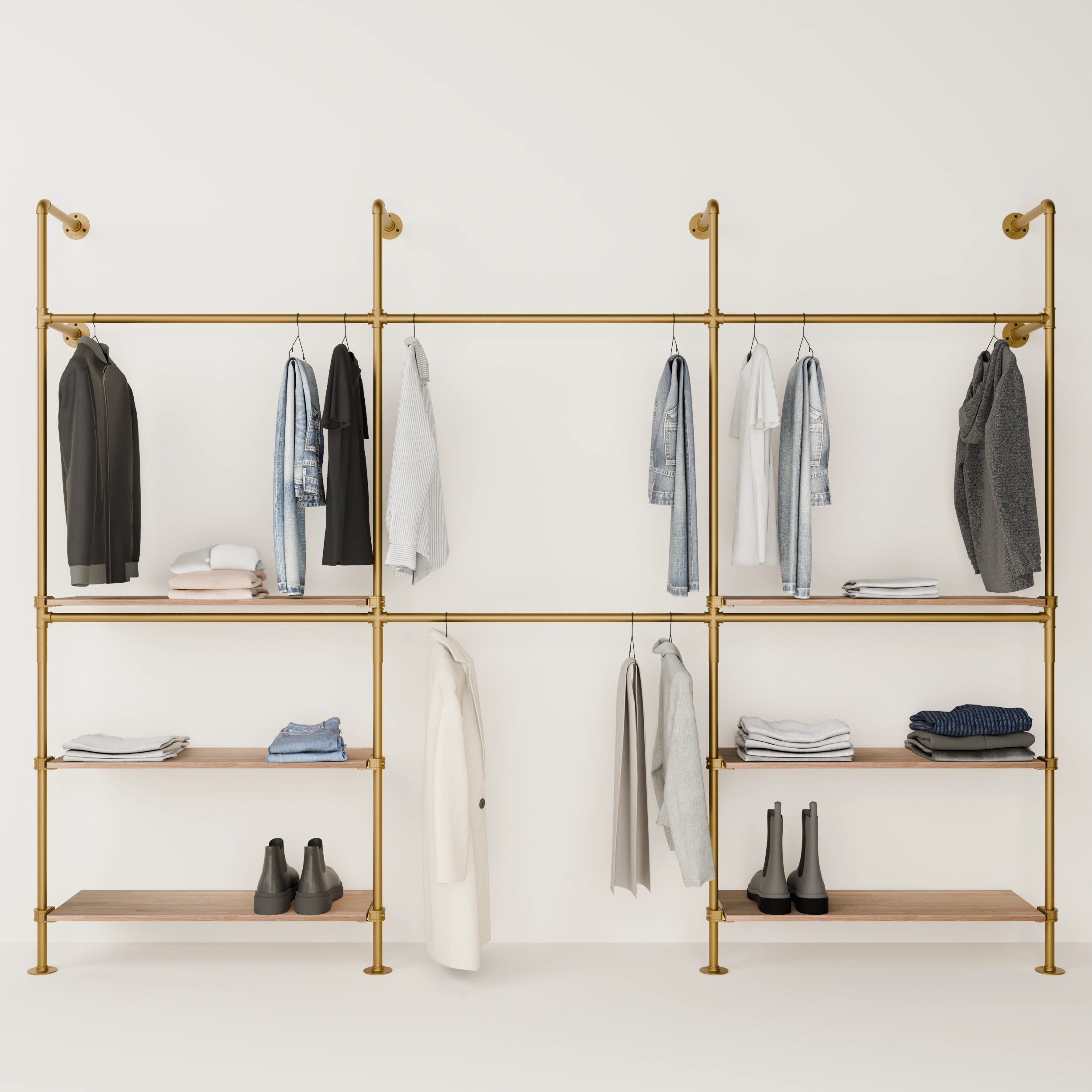 KIM DOUBLE 3 OAK –  6 bottom shelves | Gold