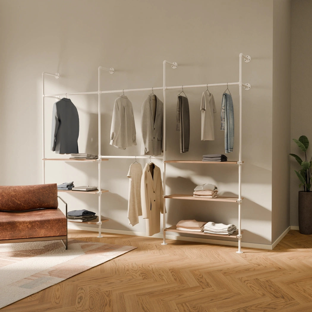 KIM DOUBLE 3 OAK – 6 bottom shelves | White