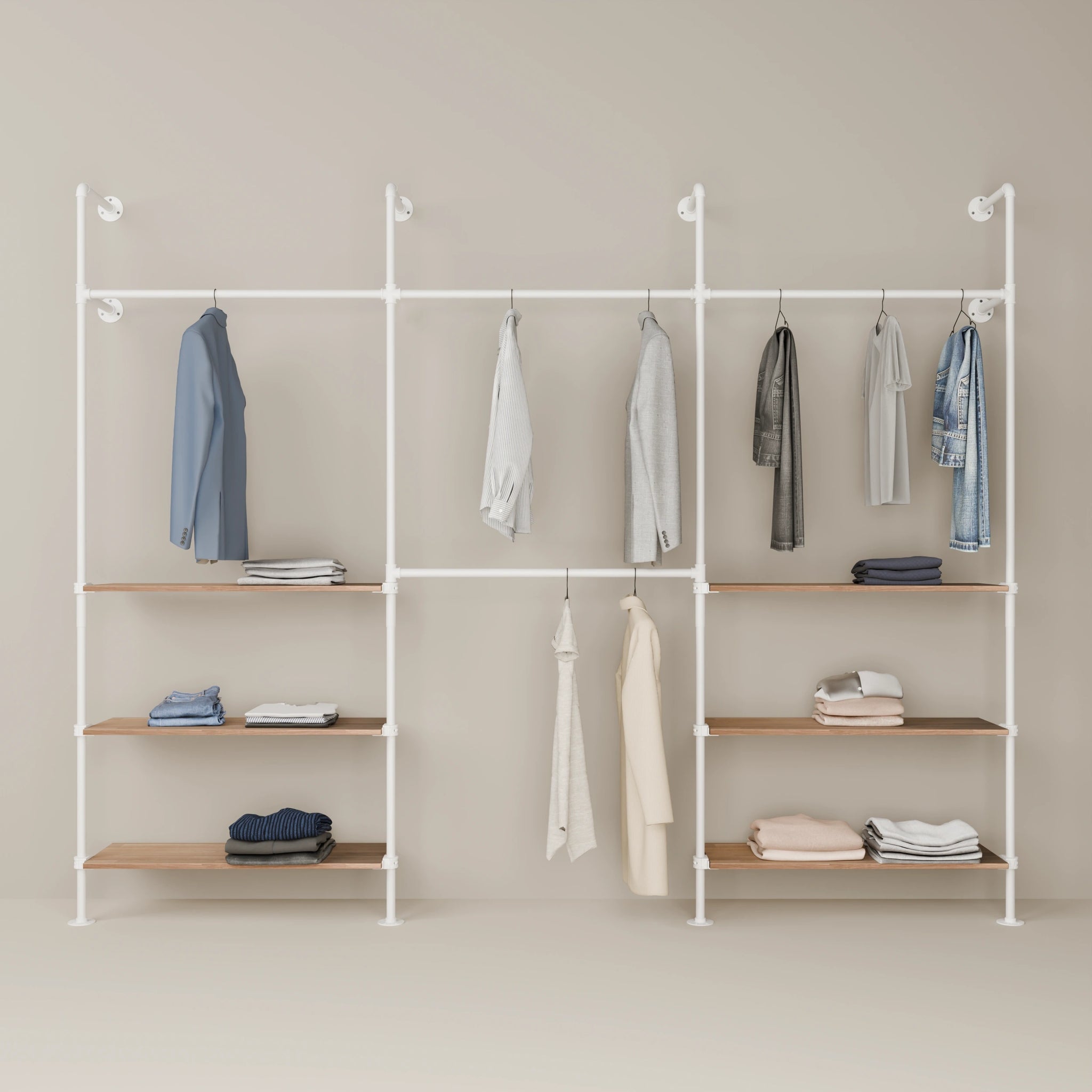 KIM DOUBLE 3 OAK – 6 bottom shelves | White