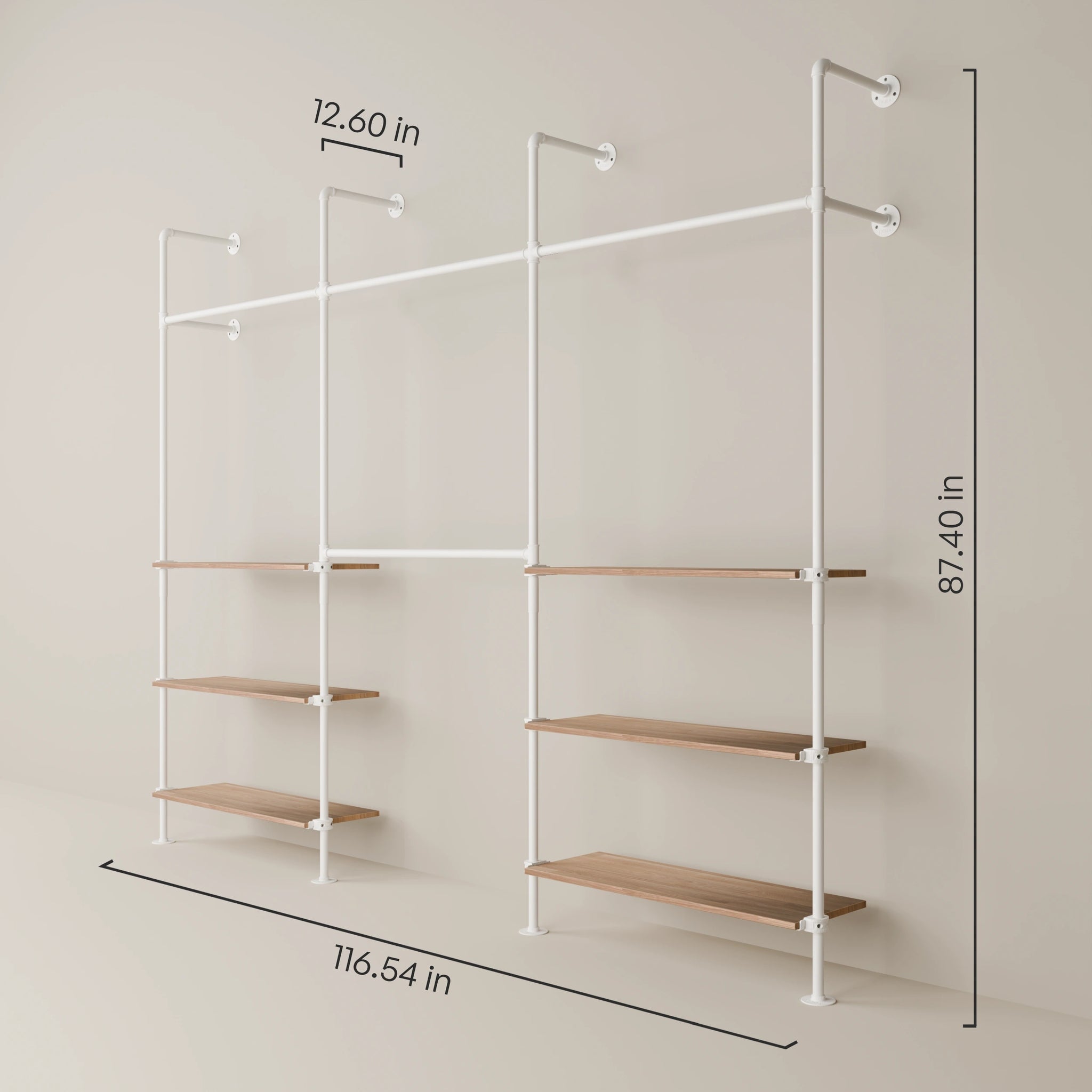 KIM DOUBLE 3 OAK – 6 bottom shelves | White