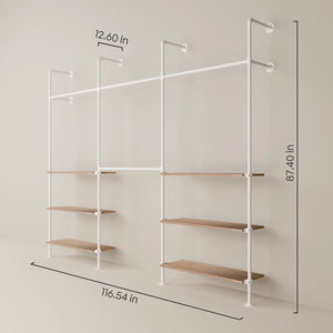 KIM DOUBLE 3 OAK – 6 bottom shelves | White