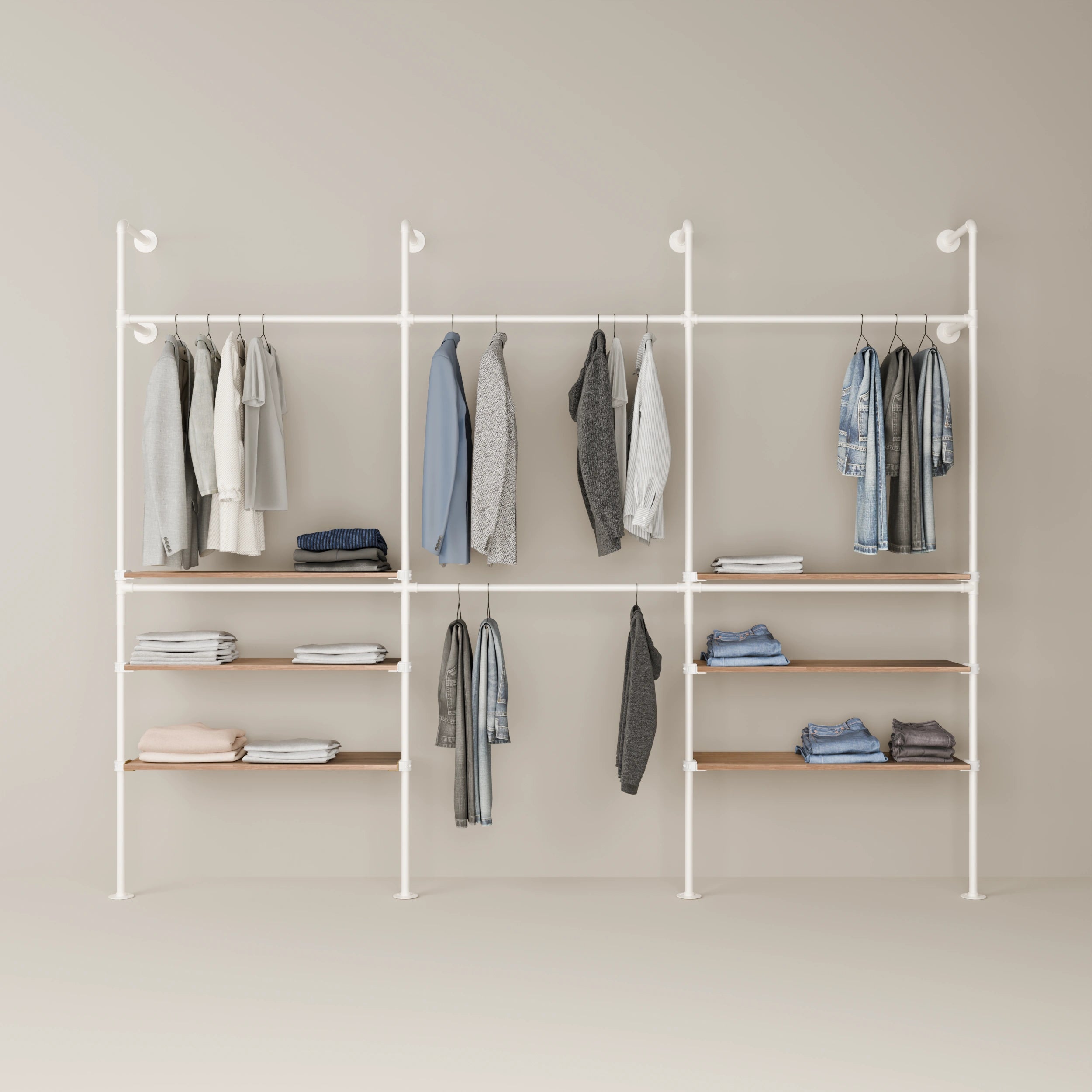 KIM DOUBLE 3 OAK – 6 bottom shelves | White