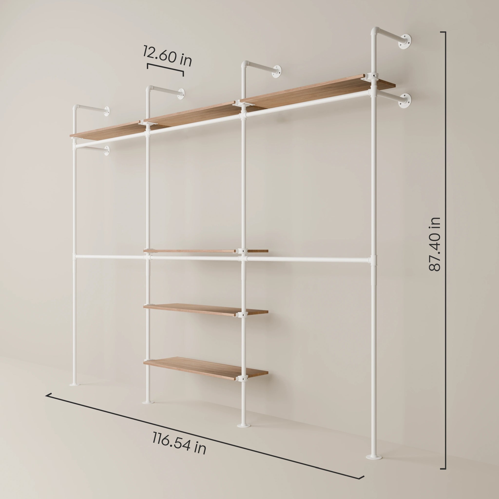 KIM DOUBLE 3 OAK – 6 top shelves | White