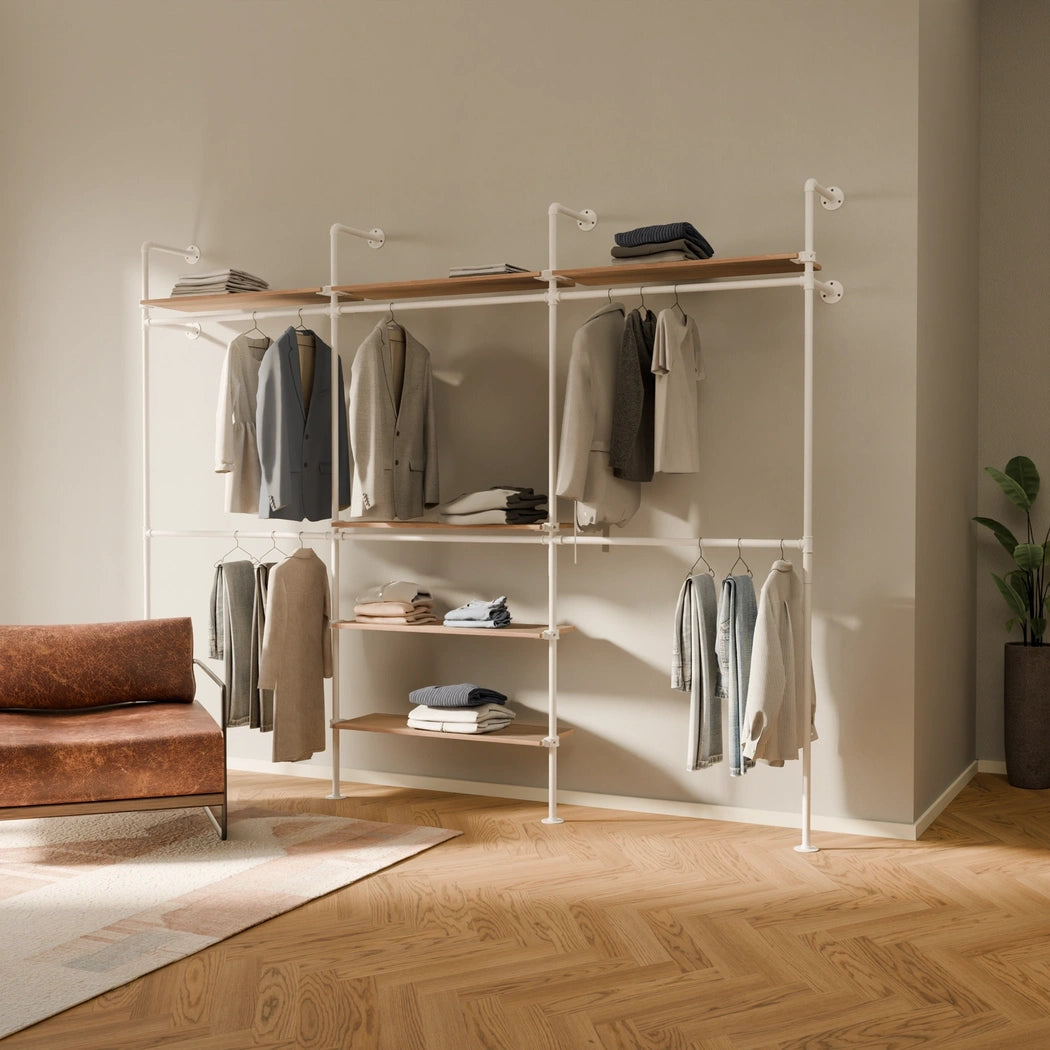 KIM DOUBLE 3 OAK – 6 top shelves | White
