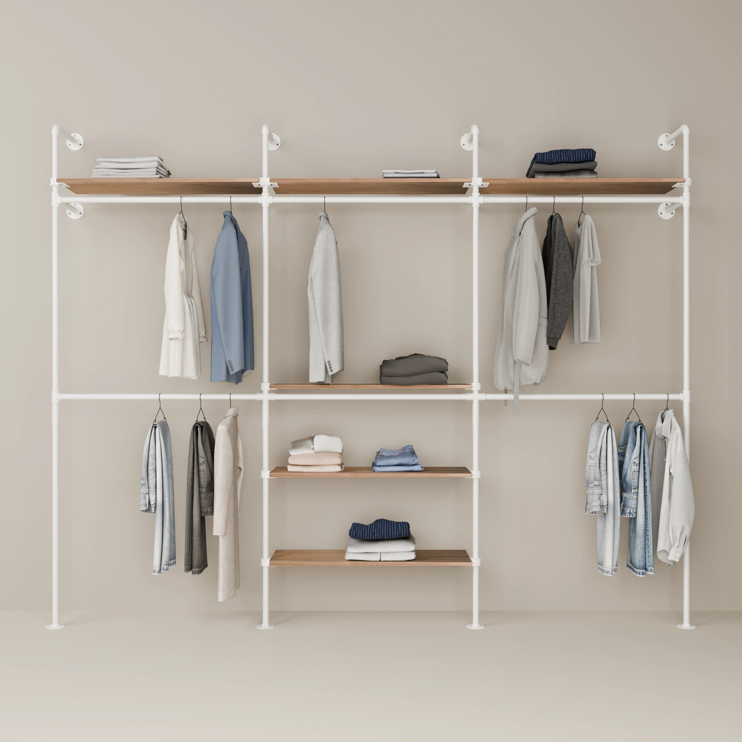 KIM DOUBLE 3 OAK – 6 top shelves | White