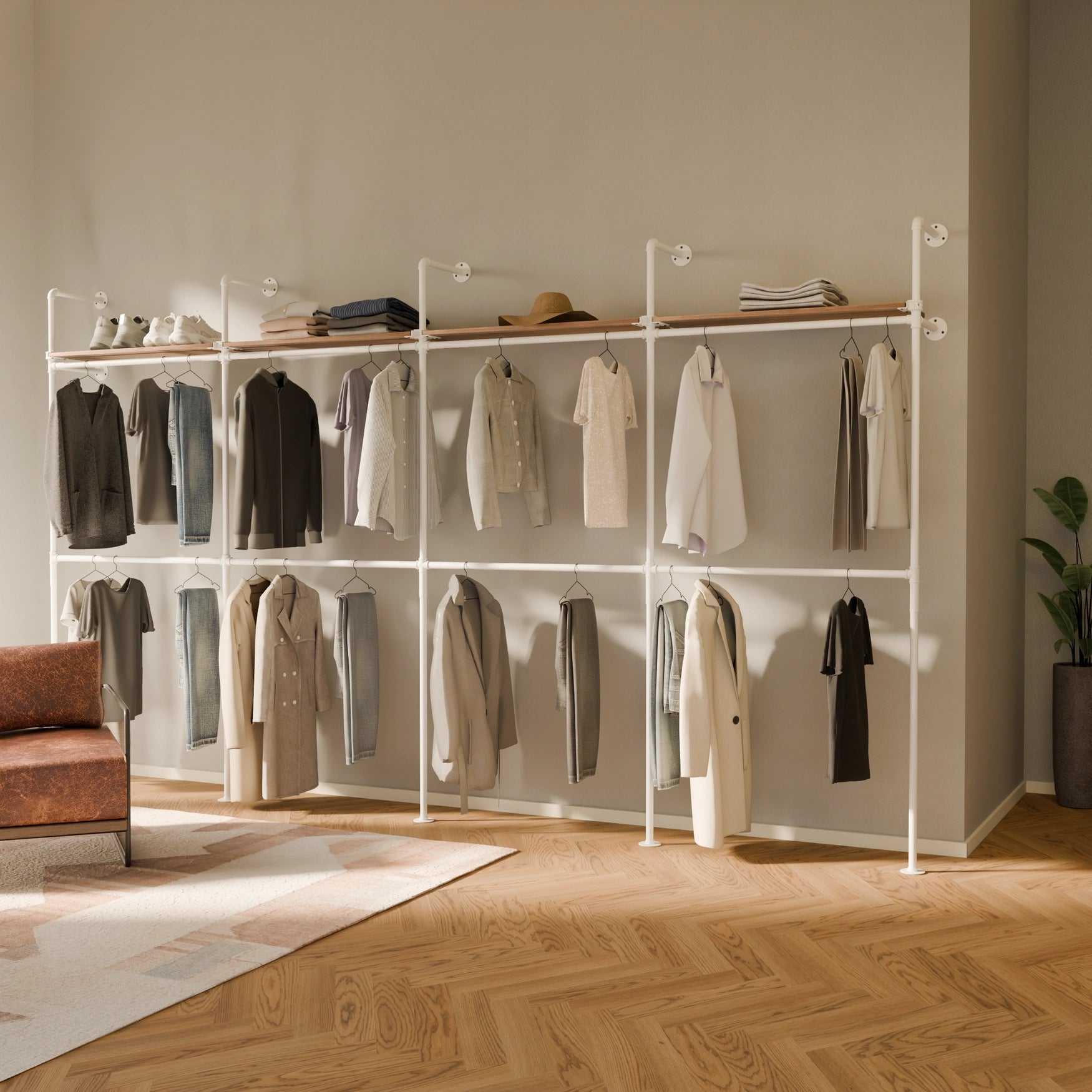 KIM DOUBLE 4 OAK – 4 shelves | White