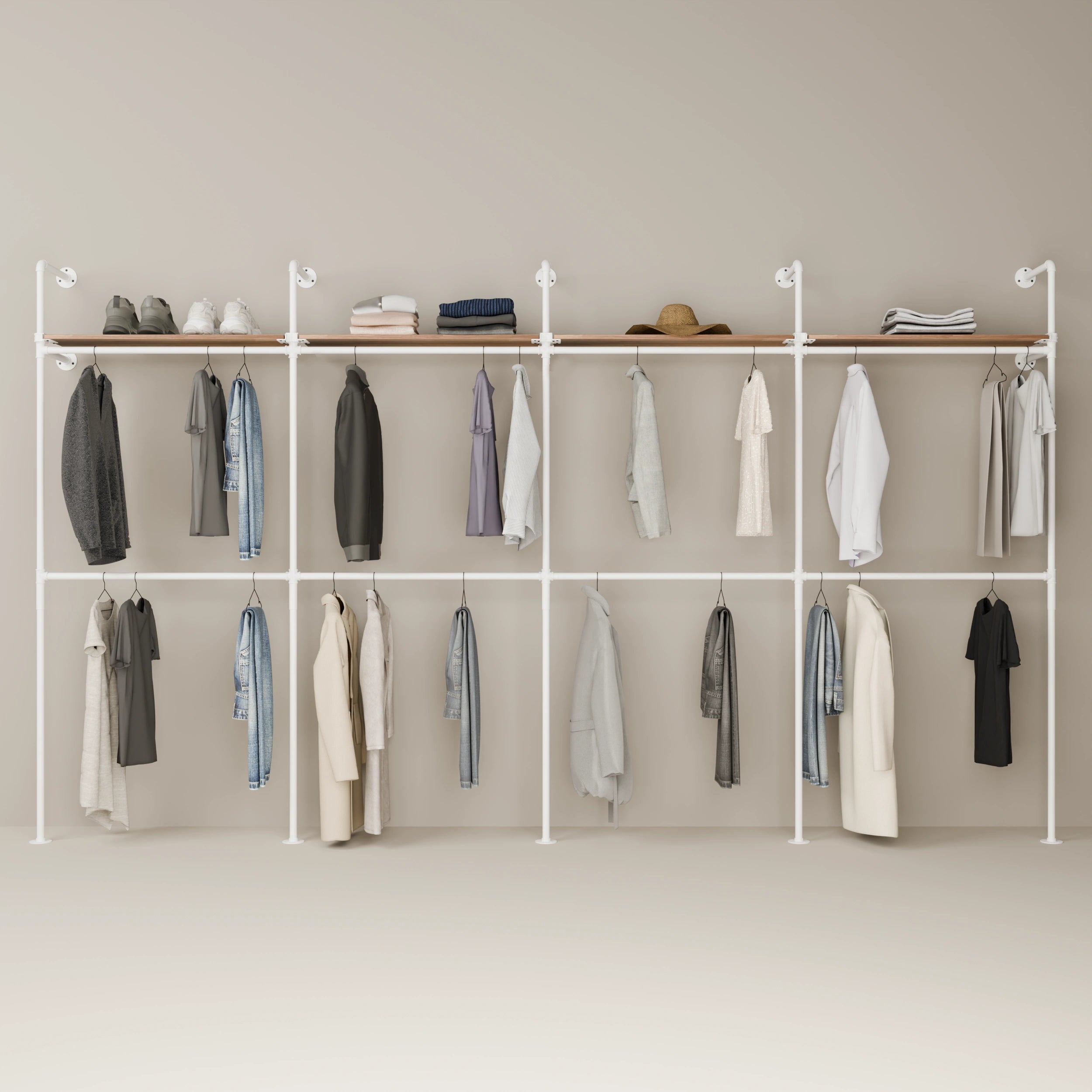 KIM DOUBLE 4 OAK – 4 shelves | White