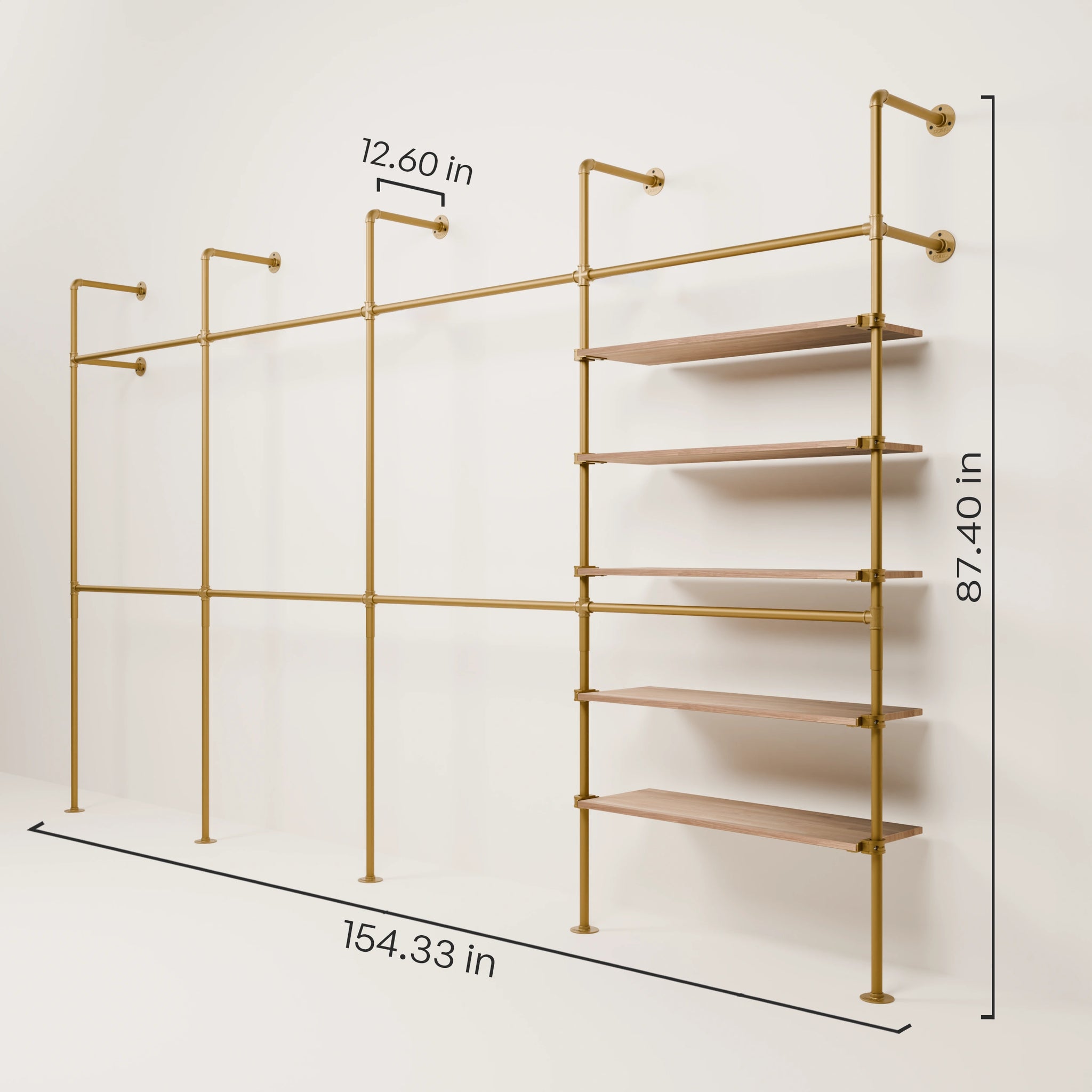 KIM DOUBLE 4 OAK –  5 shelves | Gold
